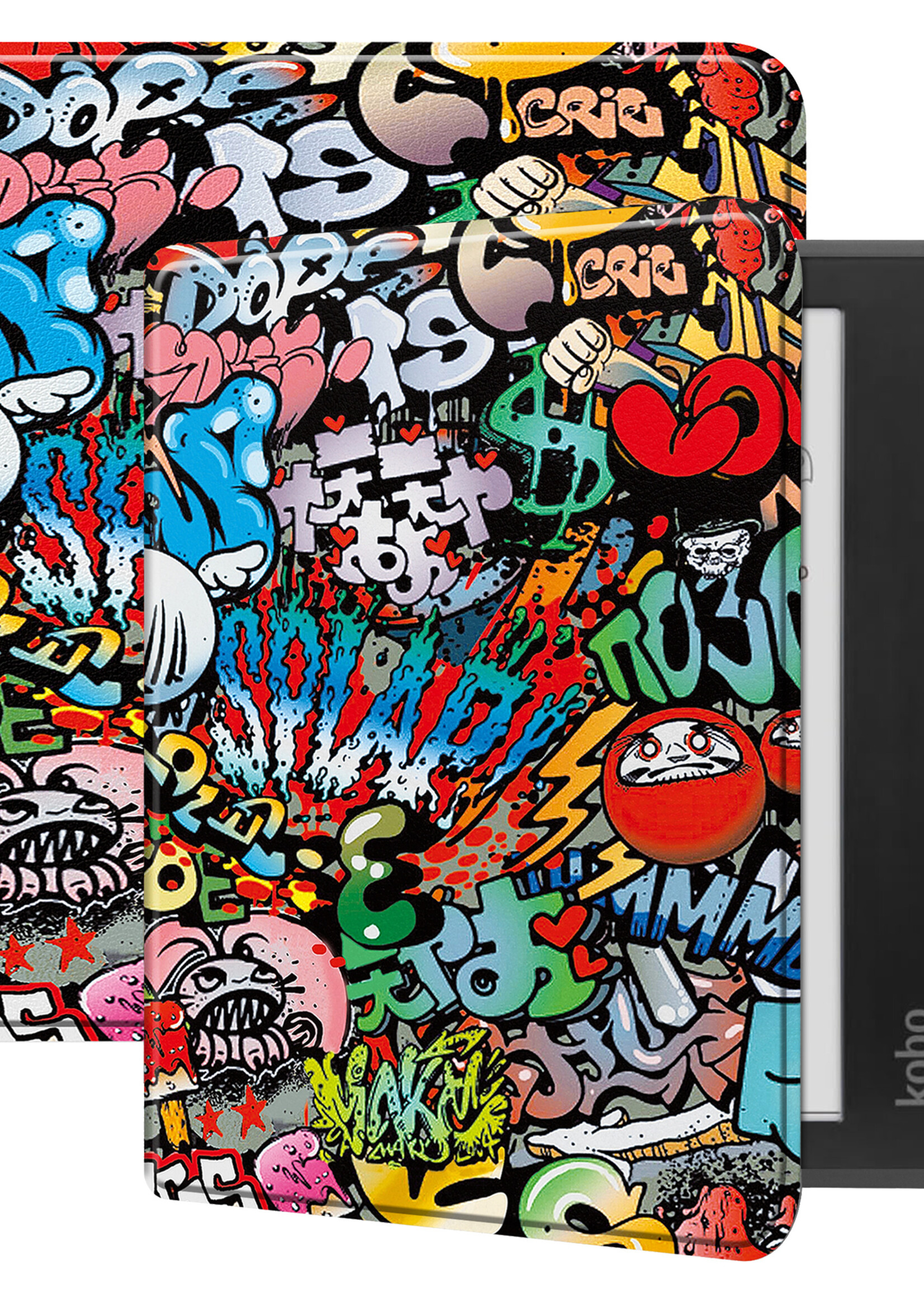 LUQ Hoesje Geschikt voor Kobo Libra Colour Hoes Bescherm Hoesje Case Luxe Sleep Cover - Graffity