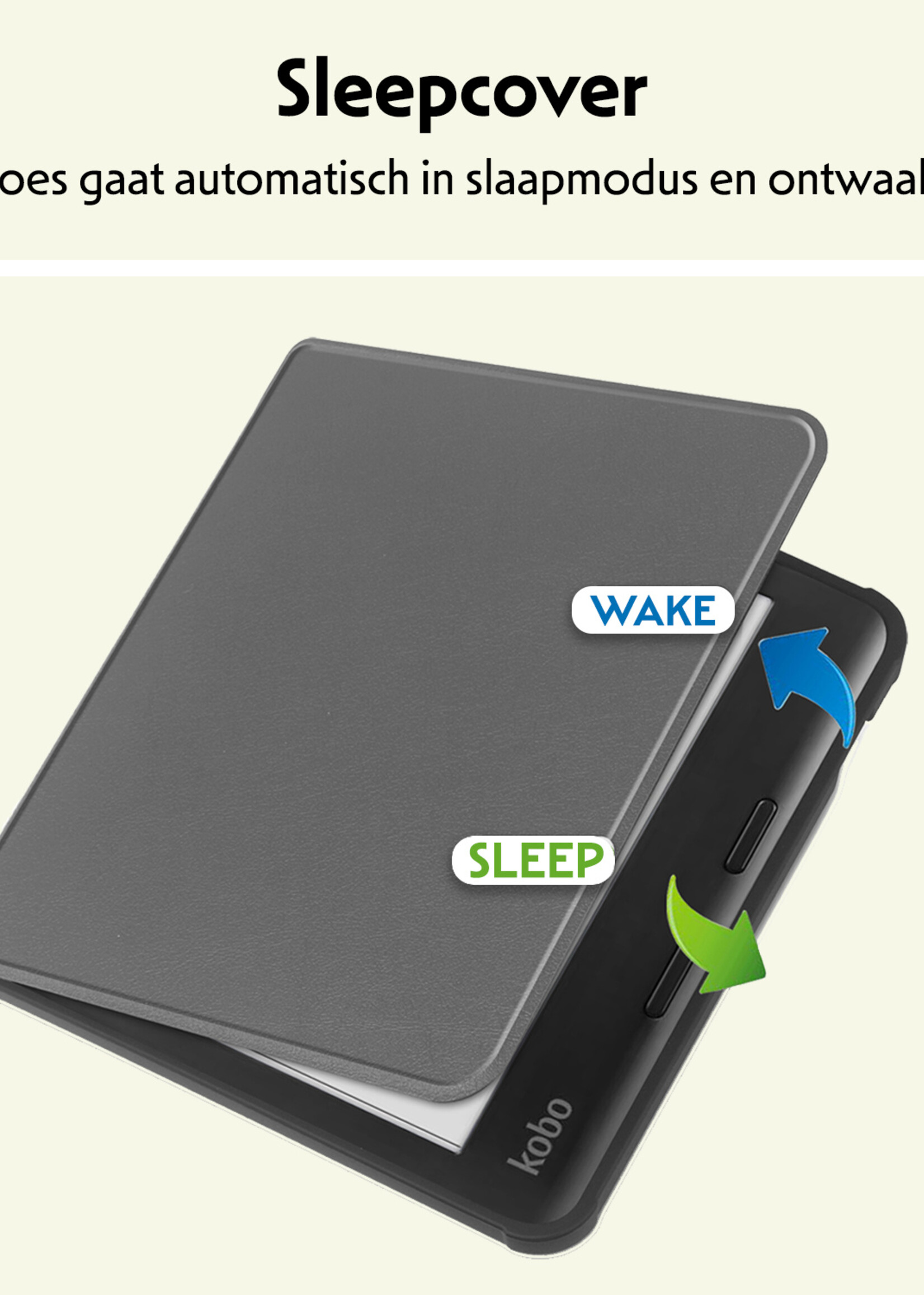 LUQ Hoesje Geschikt voor Kobo Libra Colour Hoes Bescherm Hoesje Case Luxe Sleep Cover - Grijs