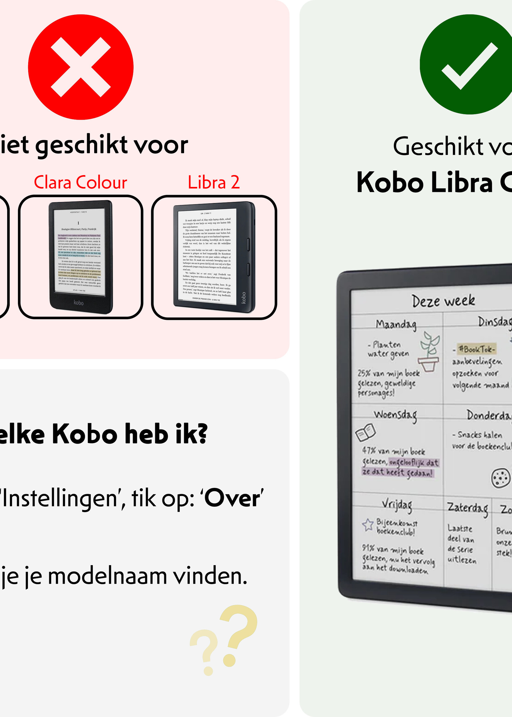 LUQ Hoesje Geschikt voor Kobo Libra Colour Hoes Bescherm Hoesje Case Luxe Sleep Cover - Kat