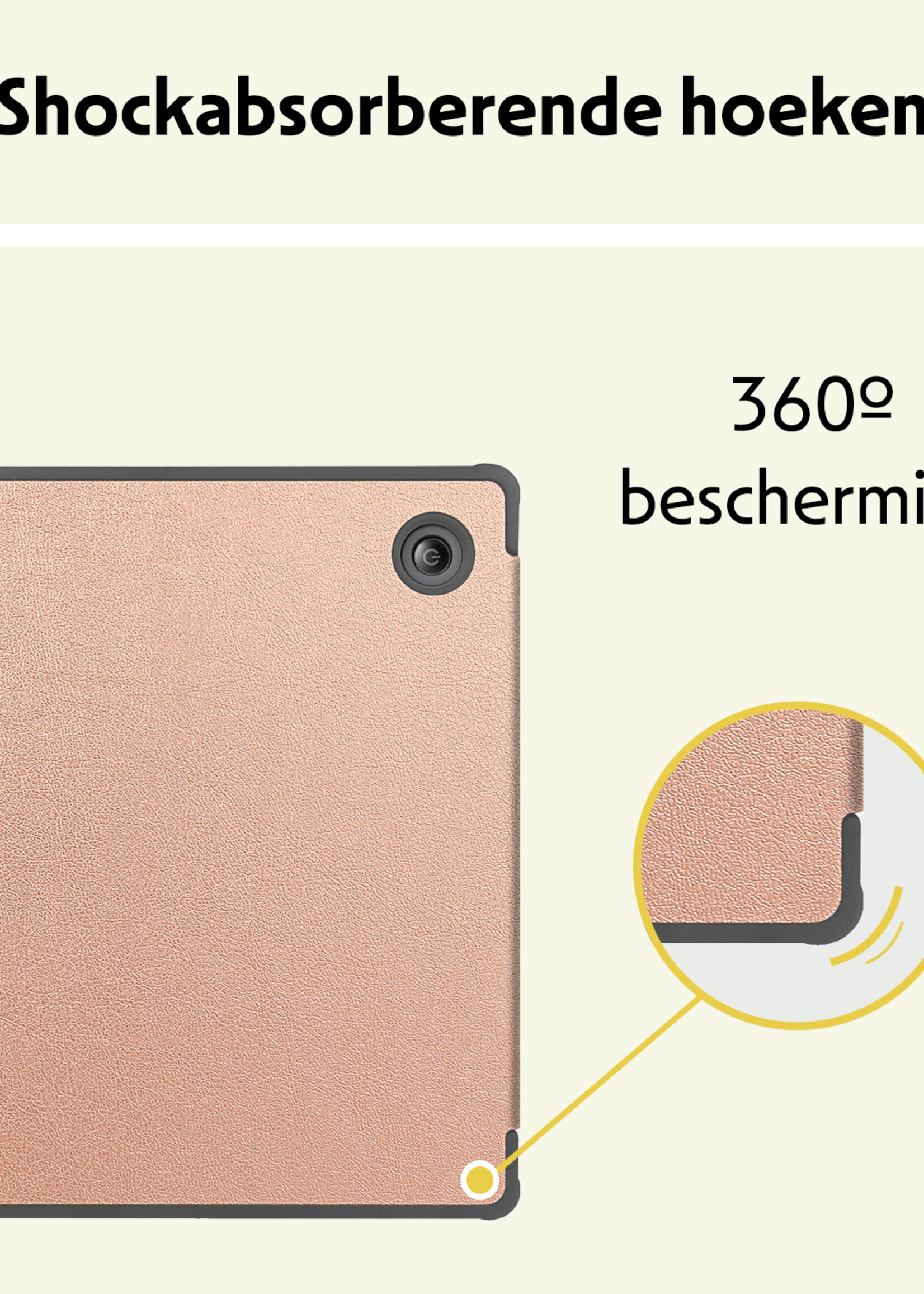 LUQ Hoesje Geschikt voor Kobo Libra Colour Hoes Bescherm Hoesje Case Luxe Sleep Cover - Rosé Goud