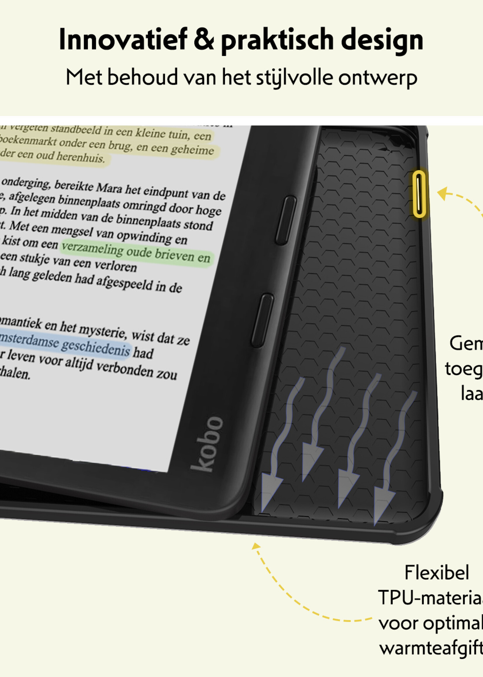 LUQ Hoesje Geschikt voor Kobo Libra Colour Hoes Bescherm Hoesje Case Luxe Sleep Cover - Rood