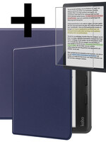 LUQ LUQ Kobo Libra Colour Hoesje Met Screenprotector - Donkerblauw