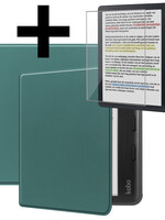 LUQ LUQ Kobo Libra Colour Hoesje Met Screenprotector - Donkergroen