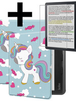 LUQ LUQ Kobo Libra Colour Hoesje Met Screenprotector - Eenhoorn
