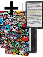 LUQ LUQ Kobo Libra Colour Hoesje Met Screenprotector - Graffity
