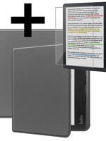 LUQ LUQ Kobo Libra Colour Hoesje Met Screenprotector - Grijs