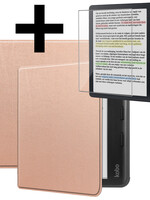 LUQ LUQ Kobo Libra Colour Hoesje Met Screenprotector - Rose Goud