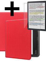 LUQ LUQ Kobo Libra Colour Hoesje Met Screenprotector - Rood