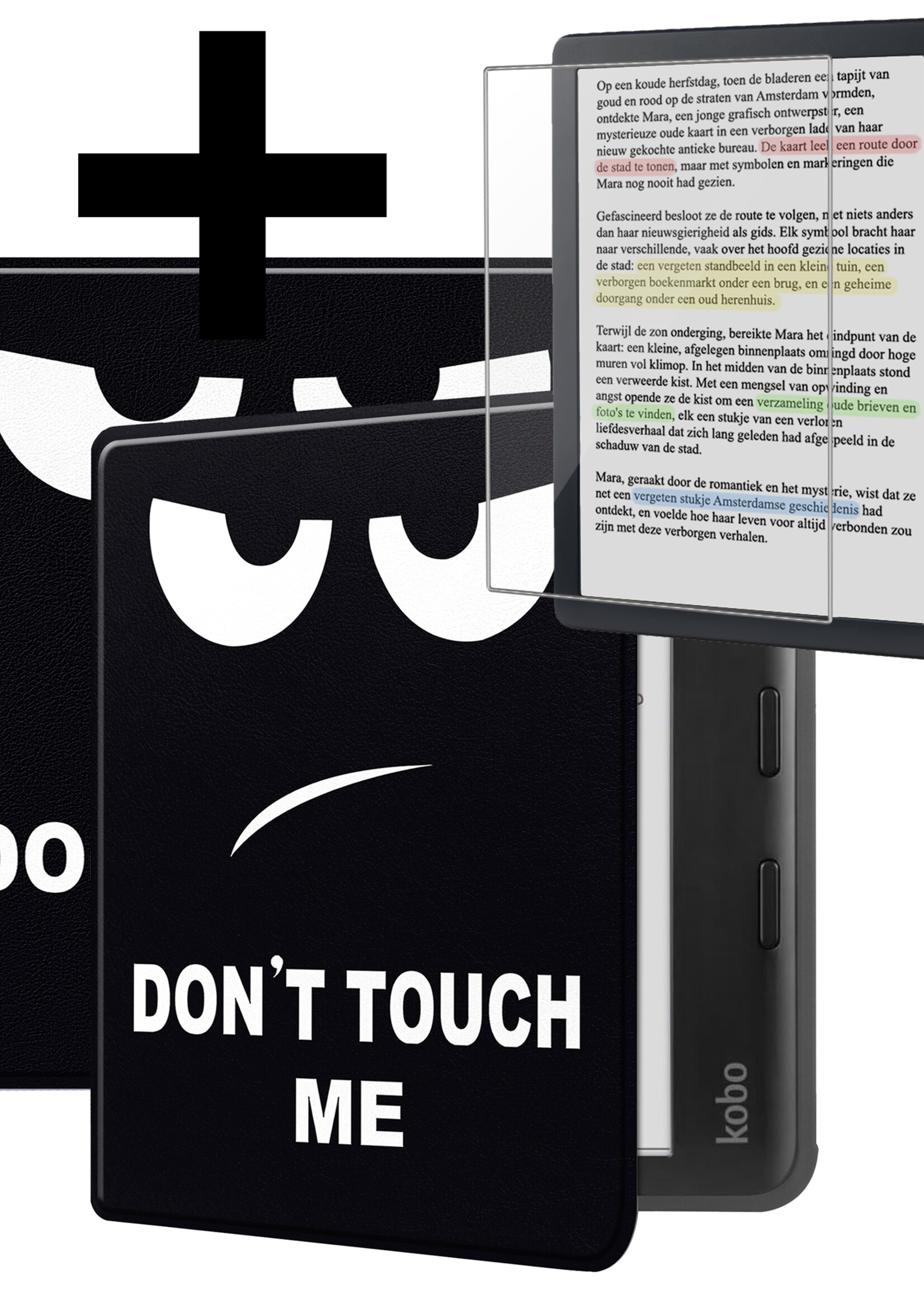LUQ Hoesje Geschikt voor Kobo Libra Colour Hoes Bescherm Hoesje Case Luxe Sleep Cover Met Screenprotector - Don't Touch Me