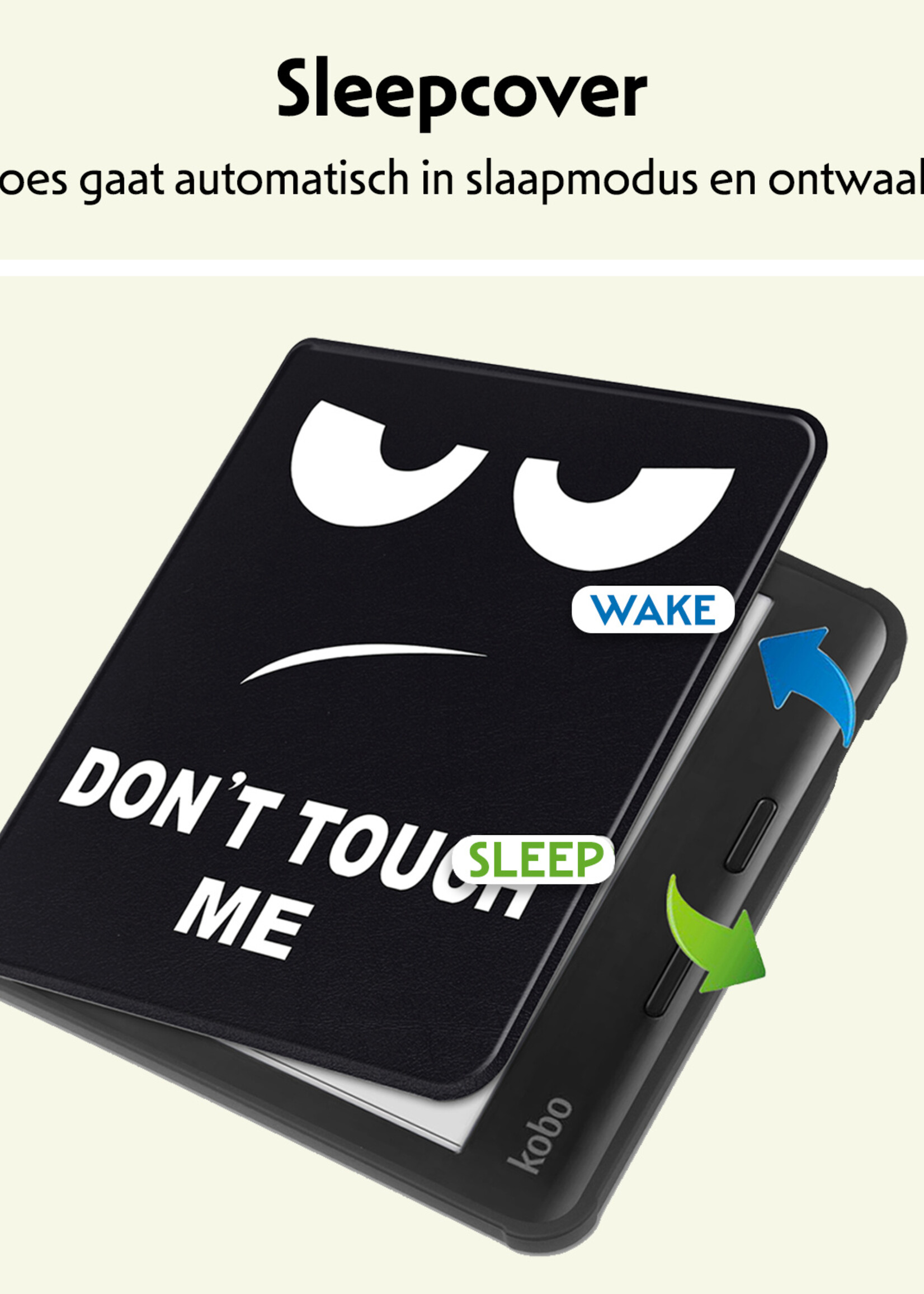 LUQ Hoesje Geschikt voor Kobo Libra Colour Hoes Bescherm Hoesje Case Luxe Sleep Cover Met Screenprotector - Don't Touch Me