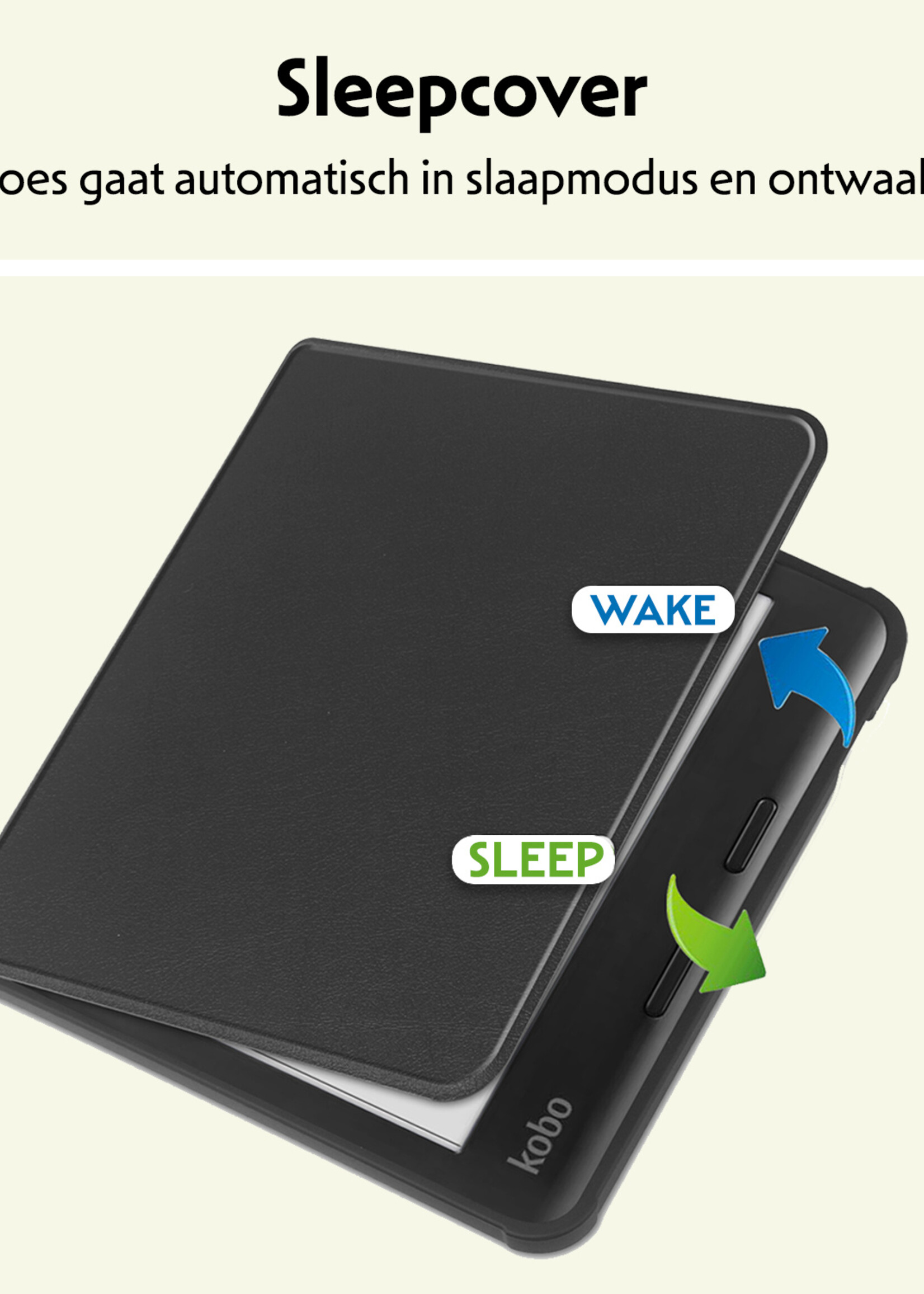 LUQ Hoesje Geschikt voor Kobo Libra Colour Hoes Bescherm Hoesje Case Luxe Sleep Cover Met Screenprotector - Zwart