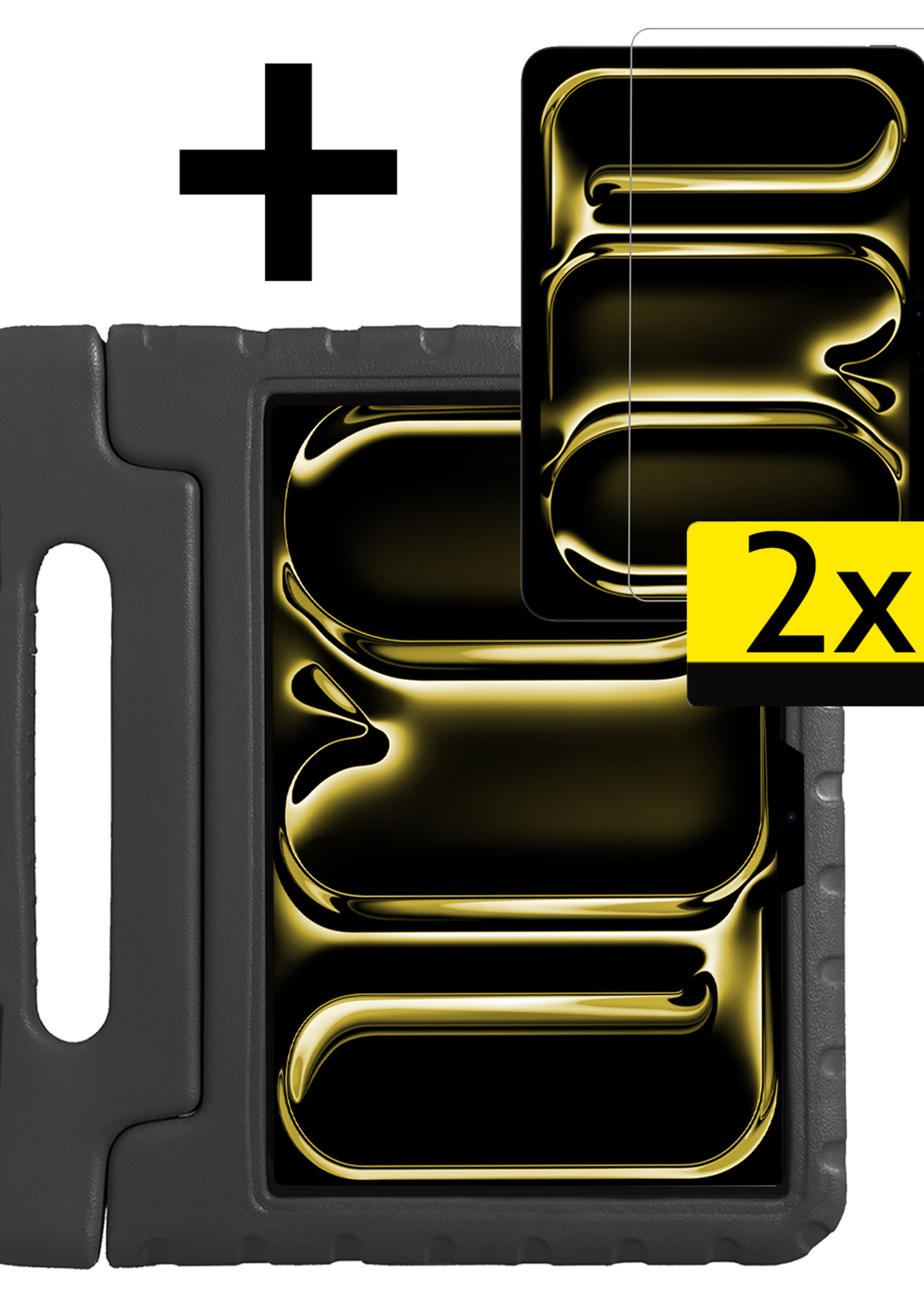 LUQ iPad Pro 11 inch 2024 Hoes Kinder Hoesje Kids Case Cover Kids Proof Met 2x Screenprotector - iPad Pro 11 inch 2024 Kinder Hoes - Zwart