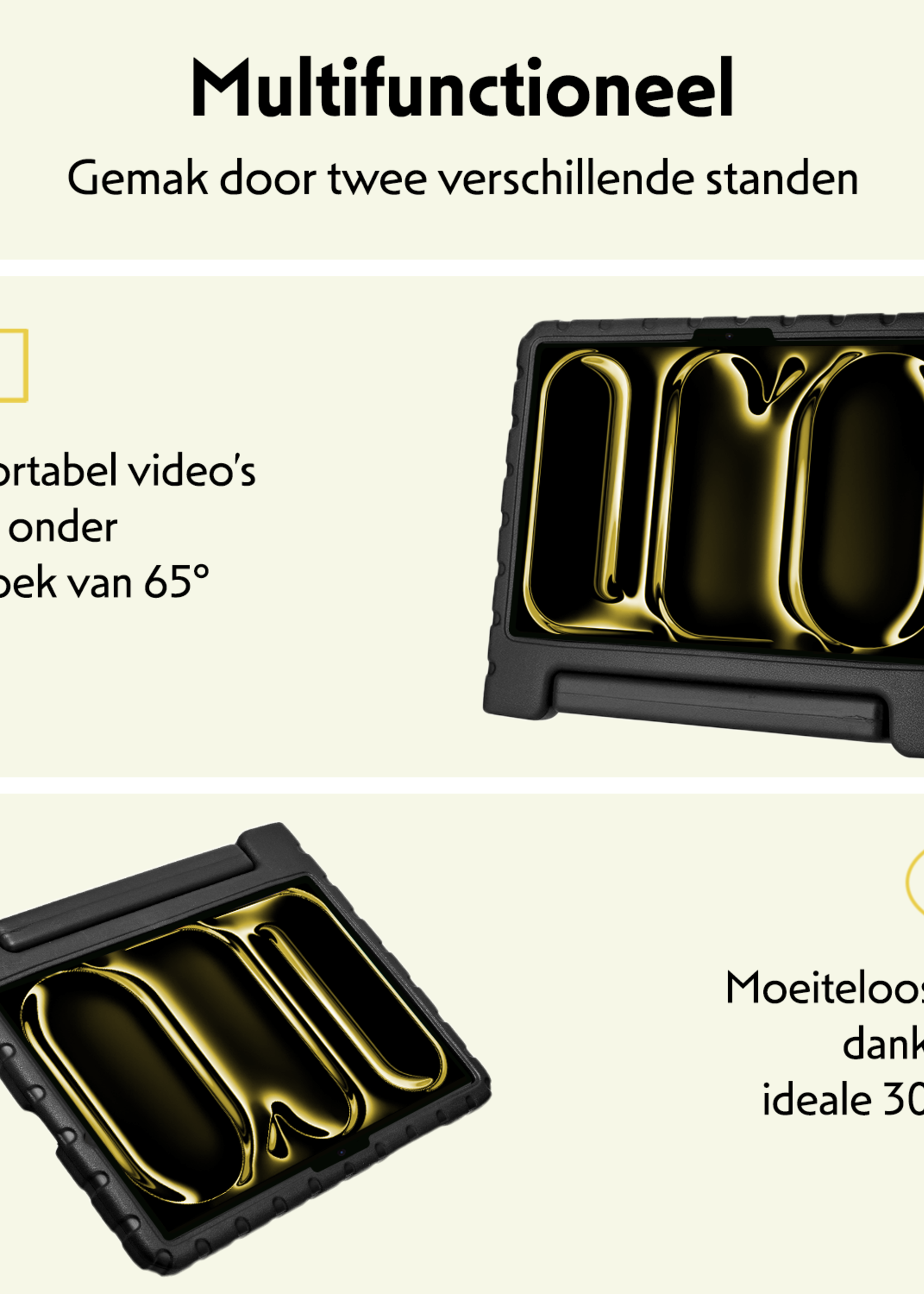 LUQ iPad Pro 11 inch 2024 Hoes Kinder Hoesje Kids Case Cover Kids Proof Met 2x Screenprotector - iPad Pro 11 inch 2024 Kinder Hoes - Zwart