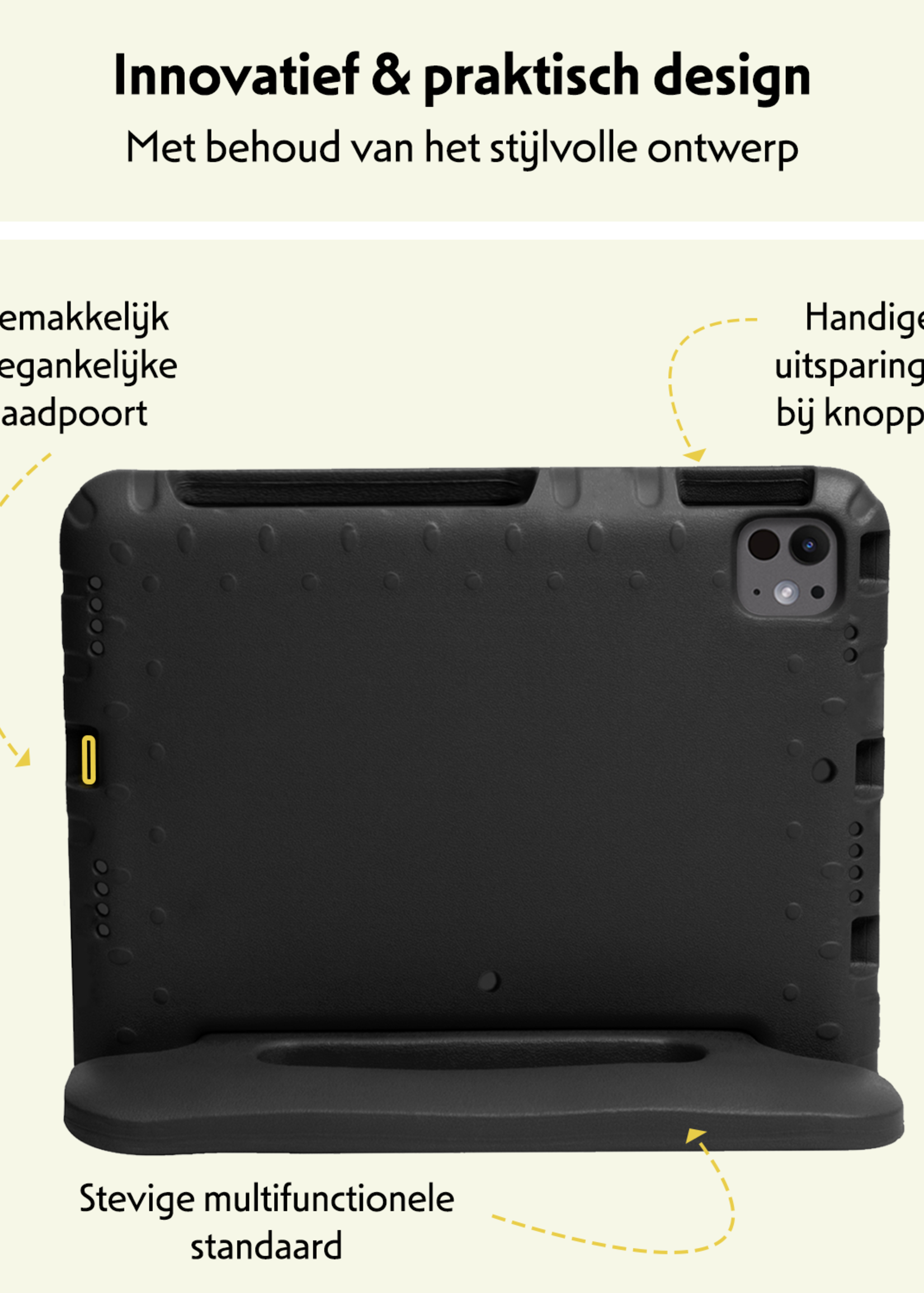 LUQ iPad Pro 11 inch 2024 Hoes Kinder Hoesje Kids Case Cover Kids Proof Met 2x Screenprotector - iPad Pro 11 inch 2024 Kinder Hoes - Zwart