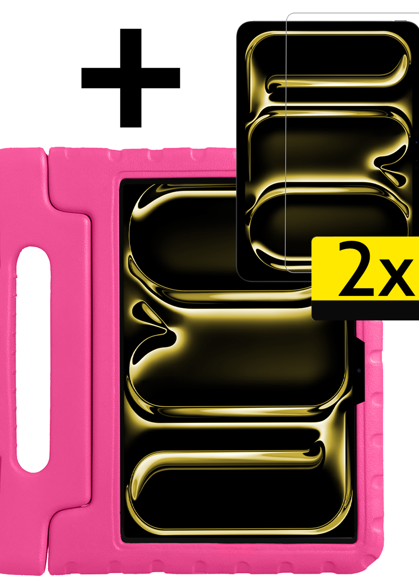 LUQ iPad Pro 11 inch 2024 Hoes Kinder Hoesje Kids Case Cover Kids Proof Met 2x Screenprotector - iPad Pro 11 inch 2024 Kinder Hoes - Roze