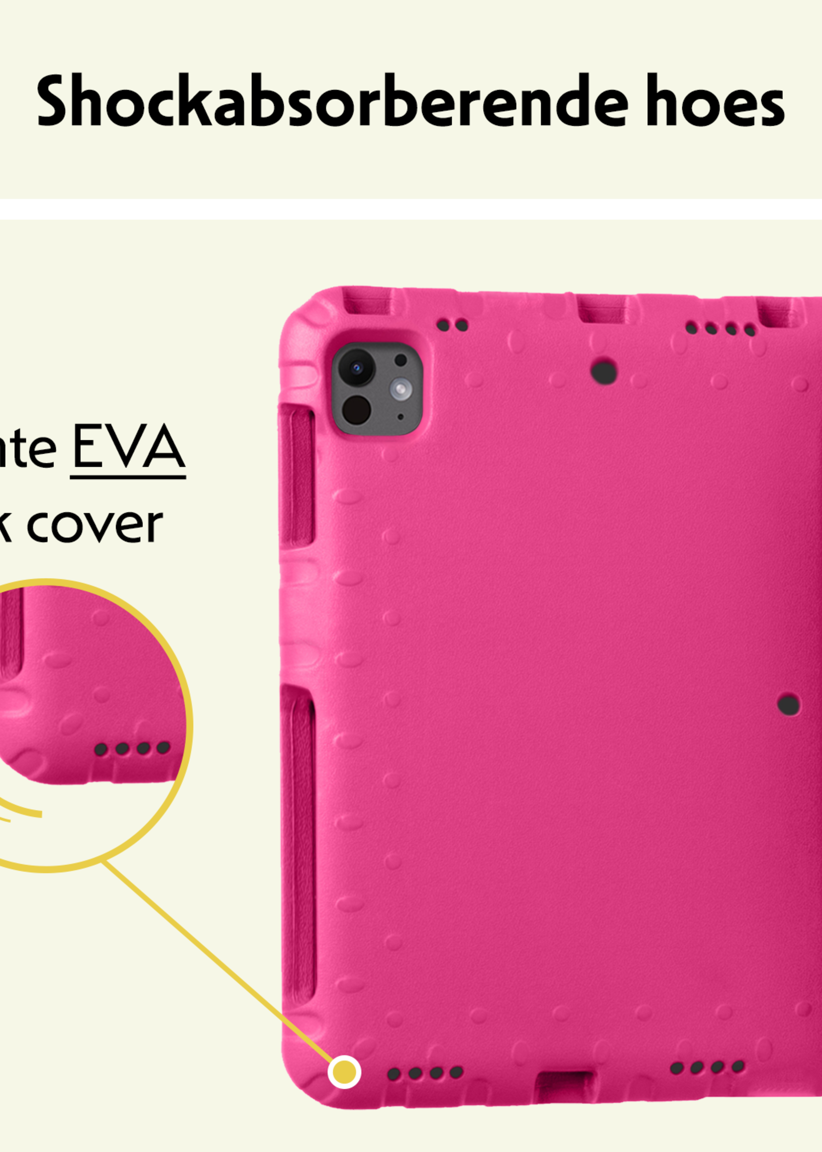 LUQ iPad Pro 11 inch 2024 Hoes Kinder Hoesje Kids Case Cover Kids Proof Met 2x Screenprotector - iPad Pro 11 inch 2024 Kinder Hoes - Roze