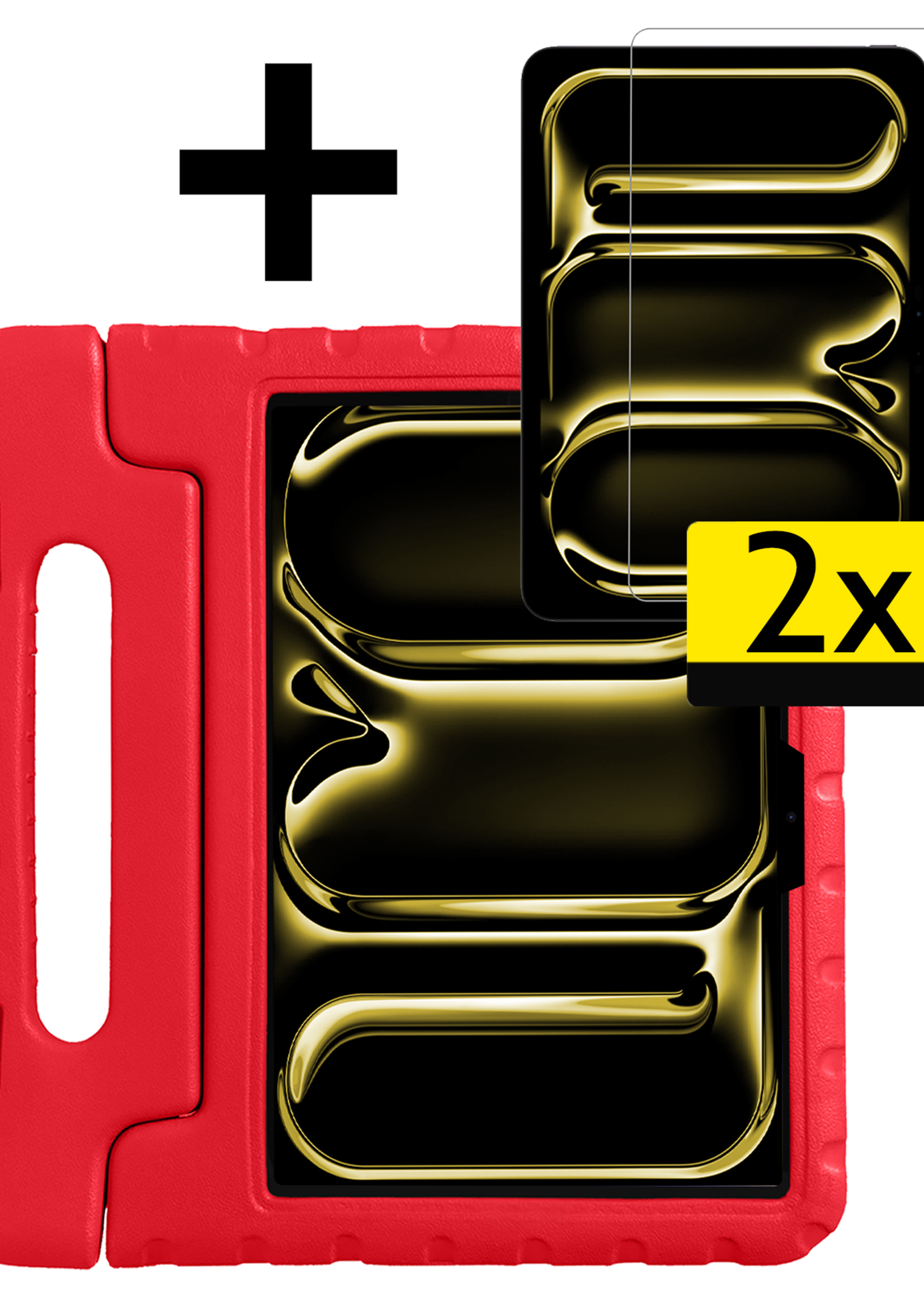 LUQ iPad Pro 11 inch 2024 Hoes Kinder Hoesje Kids Case Cover Kids Proof Met 2x Screenprotector - iPad Pro 11 inch 2024 Kinder Hoes - Rood