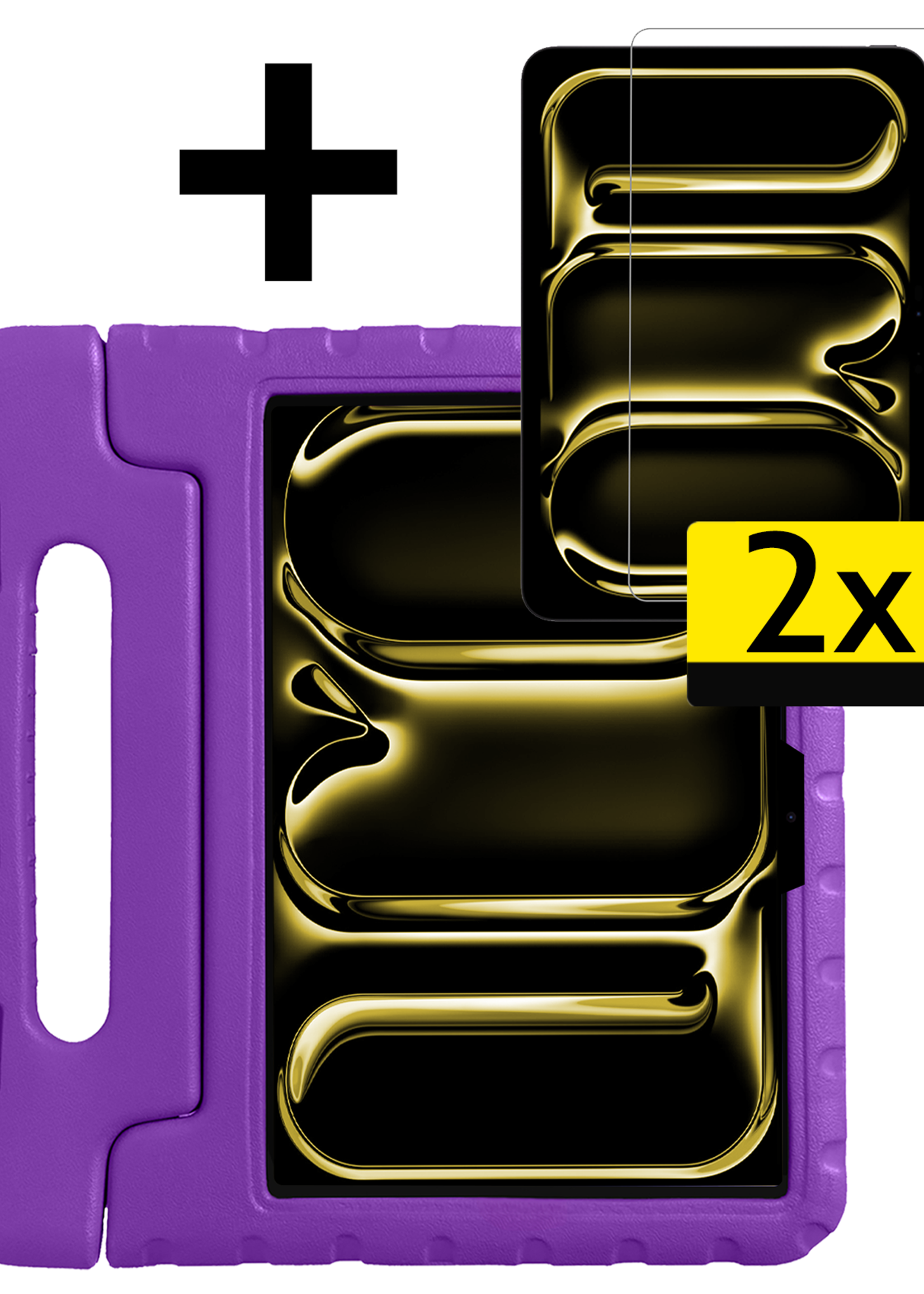 LUQ iPad Pro 11 inch 2024 Hoes Kinder Hoesje Kids Case Cover Kids Proof Met 2x Screenprotector - iPad Pro 11 inch 2024 Kinder Hoes - Paars