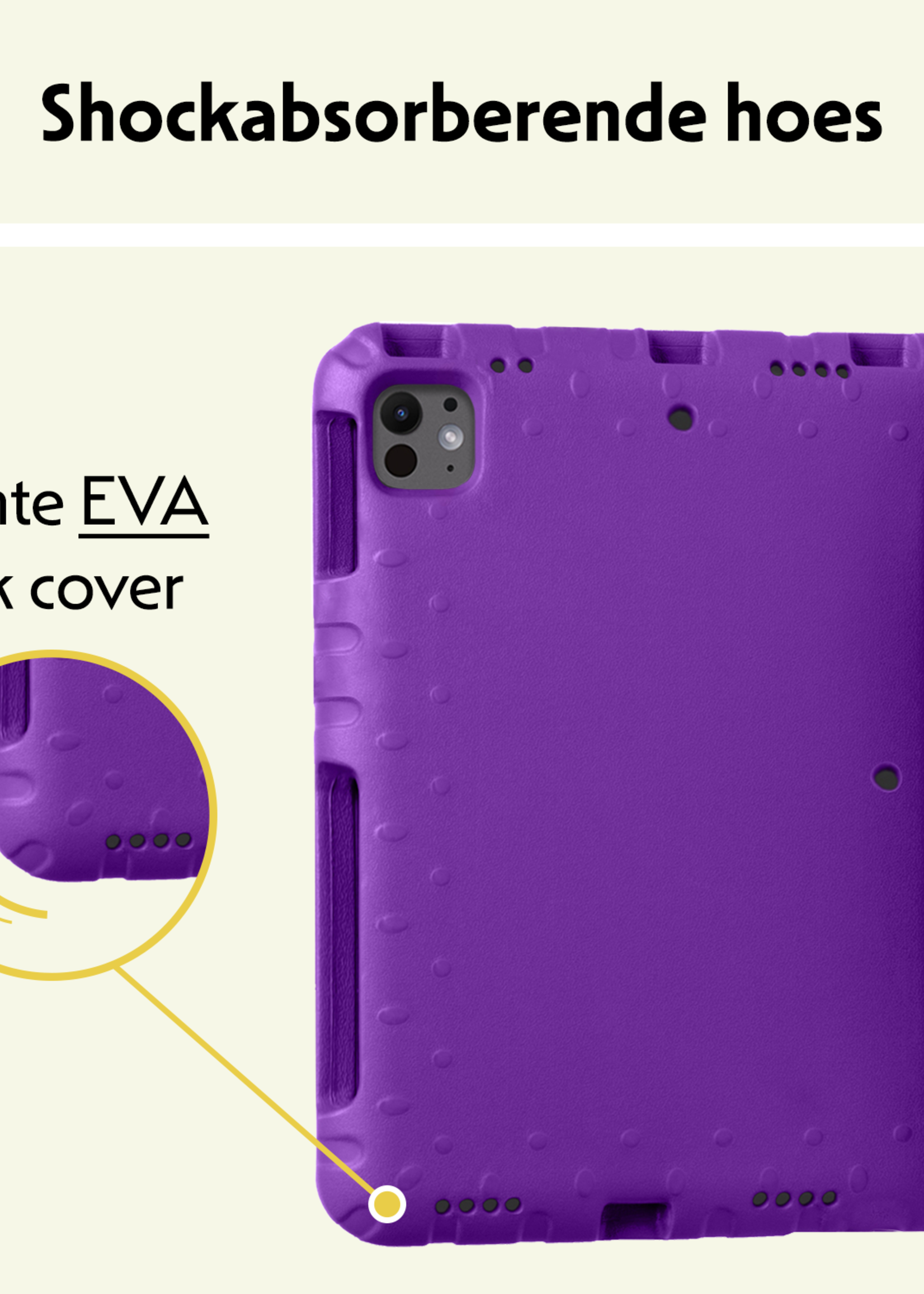 LUQ iPad Pro 11 inch 2024 Hoes Kinder Hoesje Kids Case Cover Kids Proof Met 2x Screenprotector - iPad Pro 11 inch 2024 Kinder Hoes - Paars