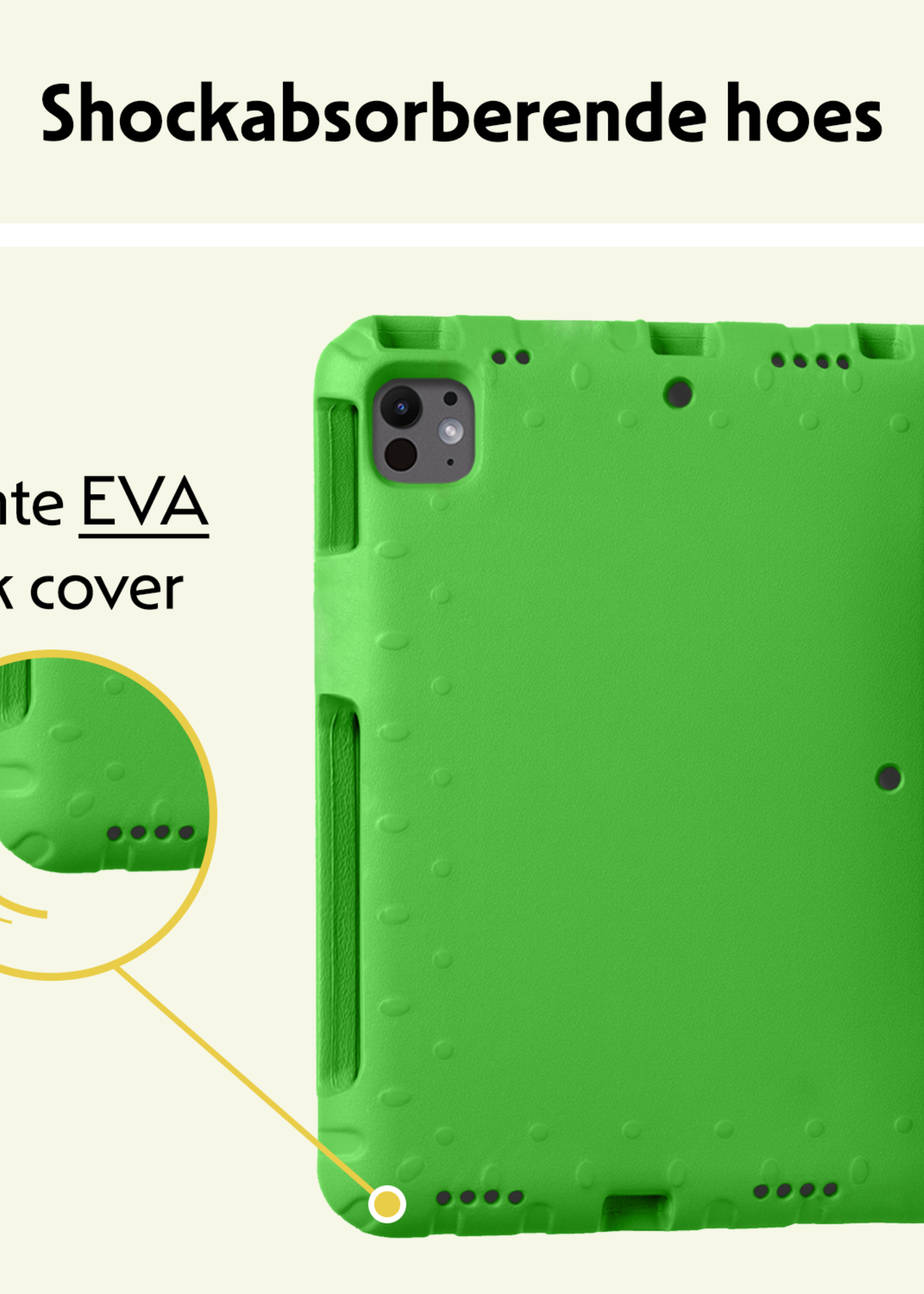 LUQ iPad Pro 11 inch 2024 Hoes Kinder Hoesje Kids Case Cover Kids Proof Met 2x Screenprotector - iPad Pro 11 inch 2024 Kinder Hoes - Groen