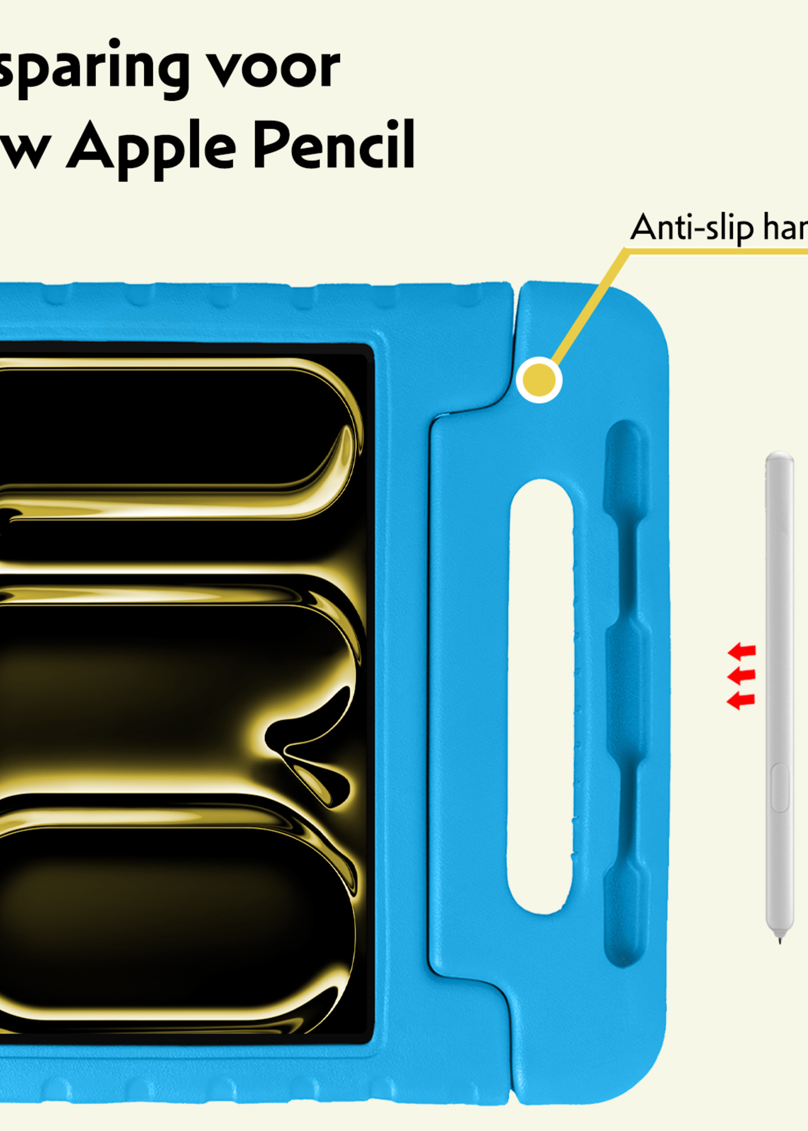 LUQ iPad Pro 11 inch 2024 Hoes Kinder Hoesje Kids Case Cover Kids Proof Met 2x Screenprotector - iPad Pro 11 inch 2024 Kinder Hoes - Licht Blauw