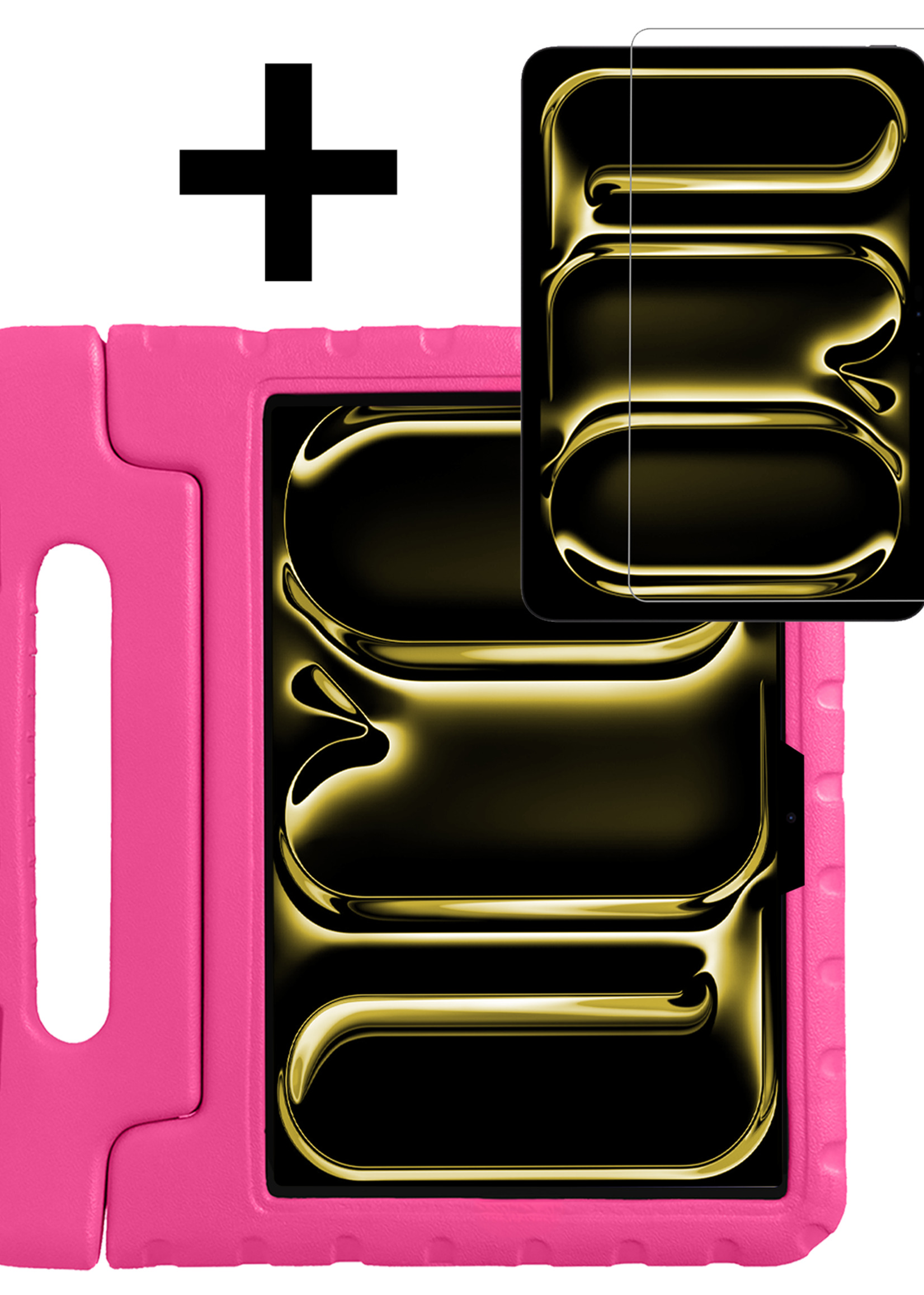 LUQ iPad Pro 11 inch 2024 Hoes Kinder Hoesje Kids Case Cover Kids Proof Met Screenprotector - iPad Pro 11 inch 2024 Kinder Hoes - Roze