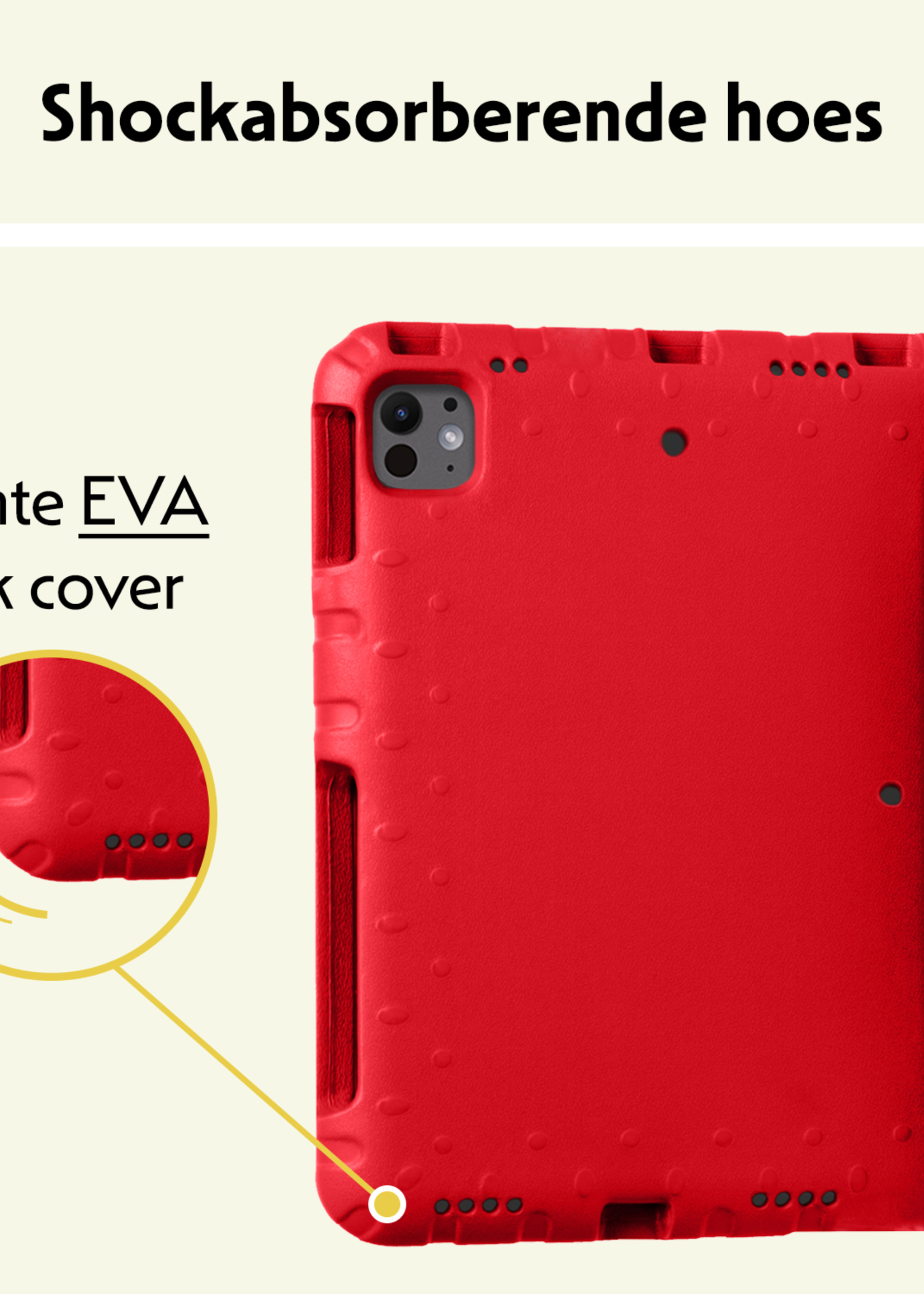 LUQ iPad Pro 11 inch 2024 Hoes Kinder Hoesje Kids Case Cover Kids Proof Met Screenprotector - iPad Pro 11 inch 2024 Kinder Hoes - Rood