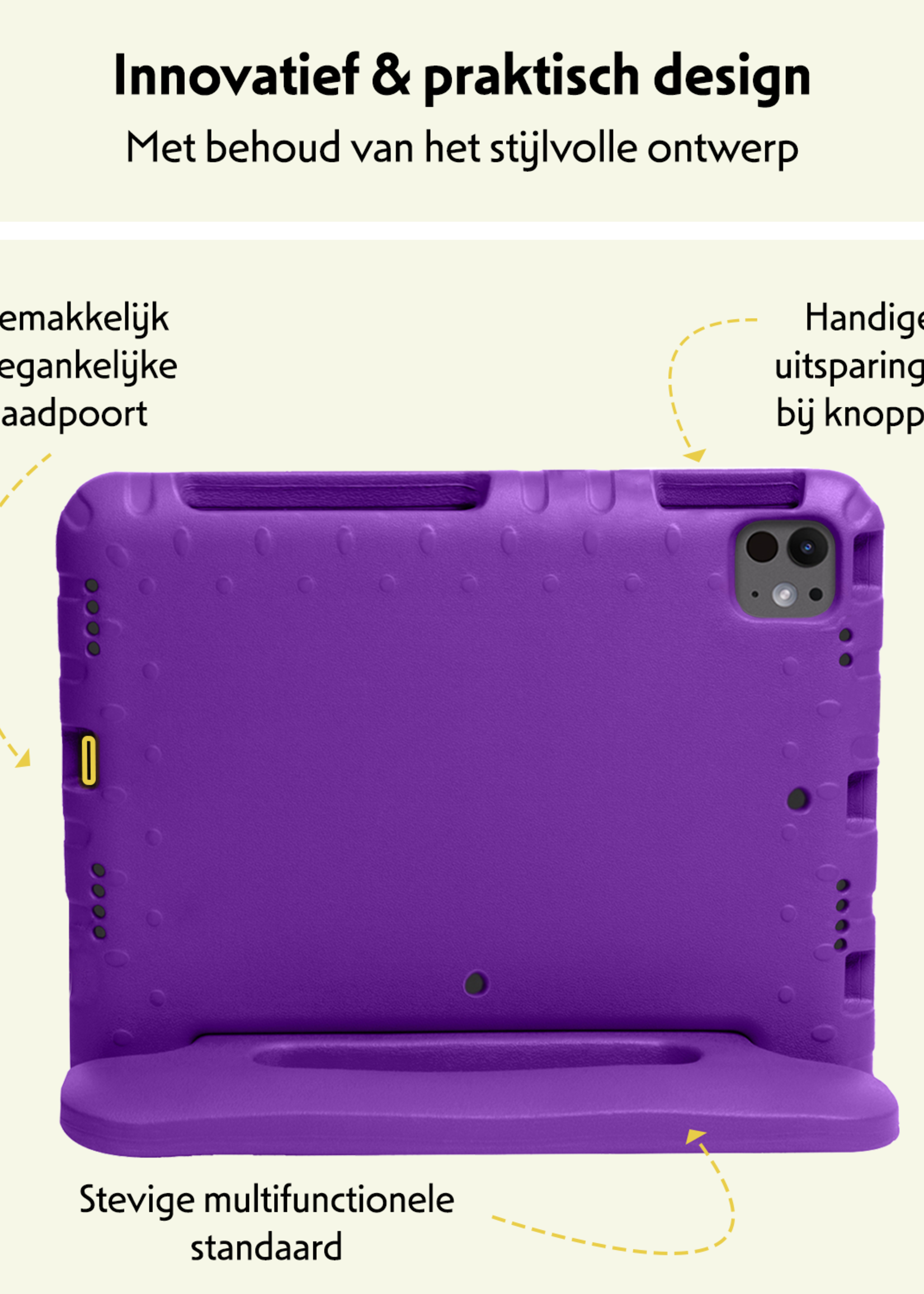 LUQ iPad Pro 11 inch 2024 Hoes Kinder Hoesje Kids Case Cover Kids Proof Met Screenprotector - iPad Pro 11 inch 2024 Kinder Hoes - Paars