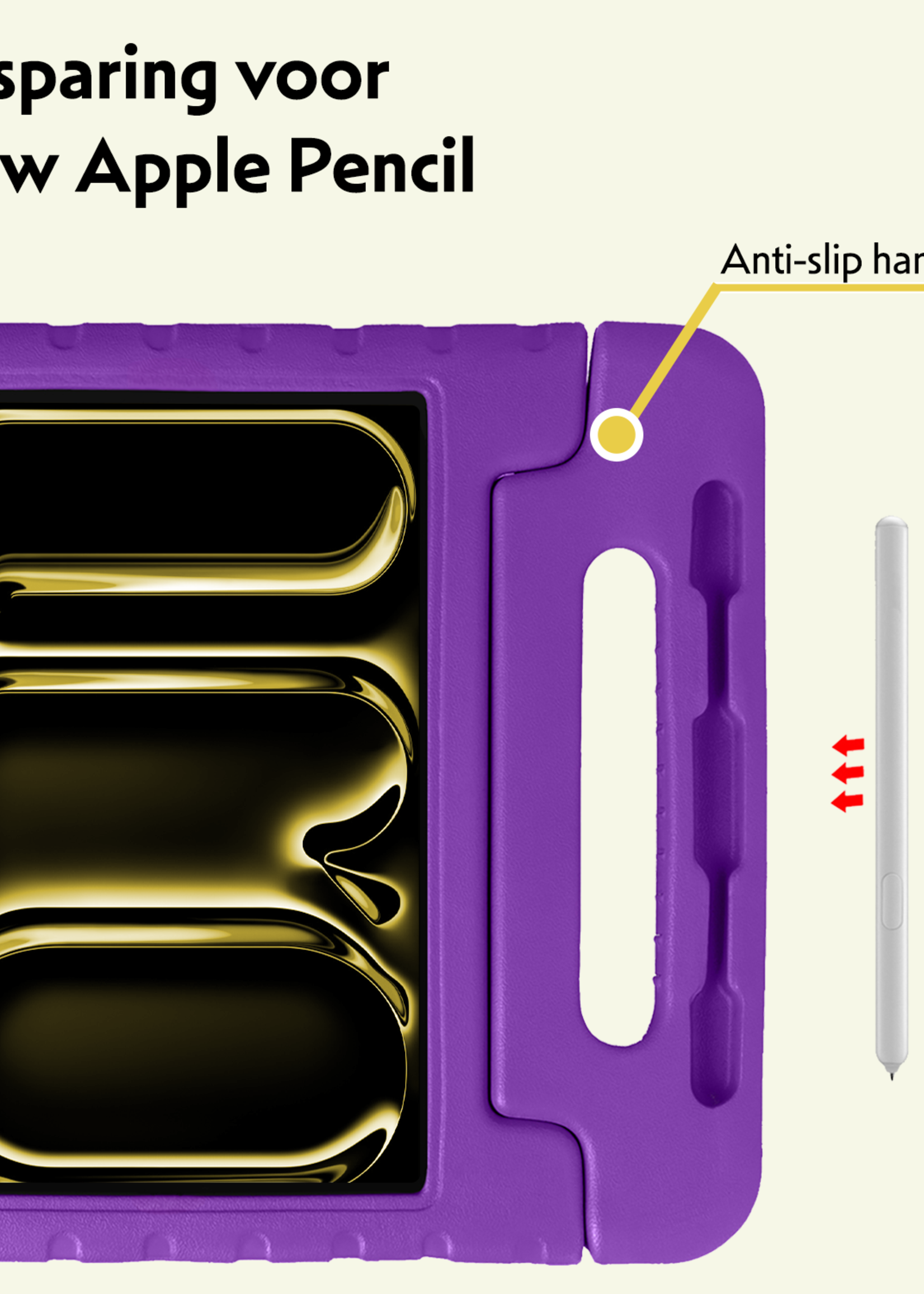 LUQ iPad Pro 11 inch 2024 Hoes Kinder Hoesje Kids Case Cover Kids Proof Met Screenprotector - iPad Pro 11 inch 2024 Kinder Hoes - Paars