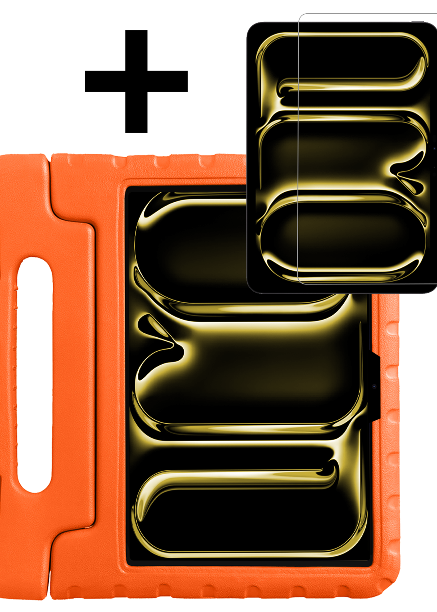 LUQ iPad Pro 11 inch 2024 Hoes Kinder Hoesje Kids Case Cover Kids Proof Met Screenprotector - iPad Pro 11 inch 2024 Kinder Hoes - Oranje