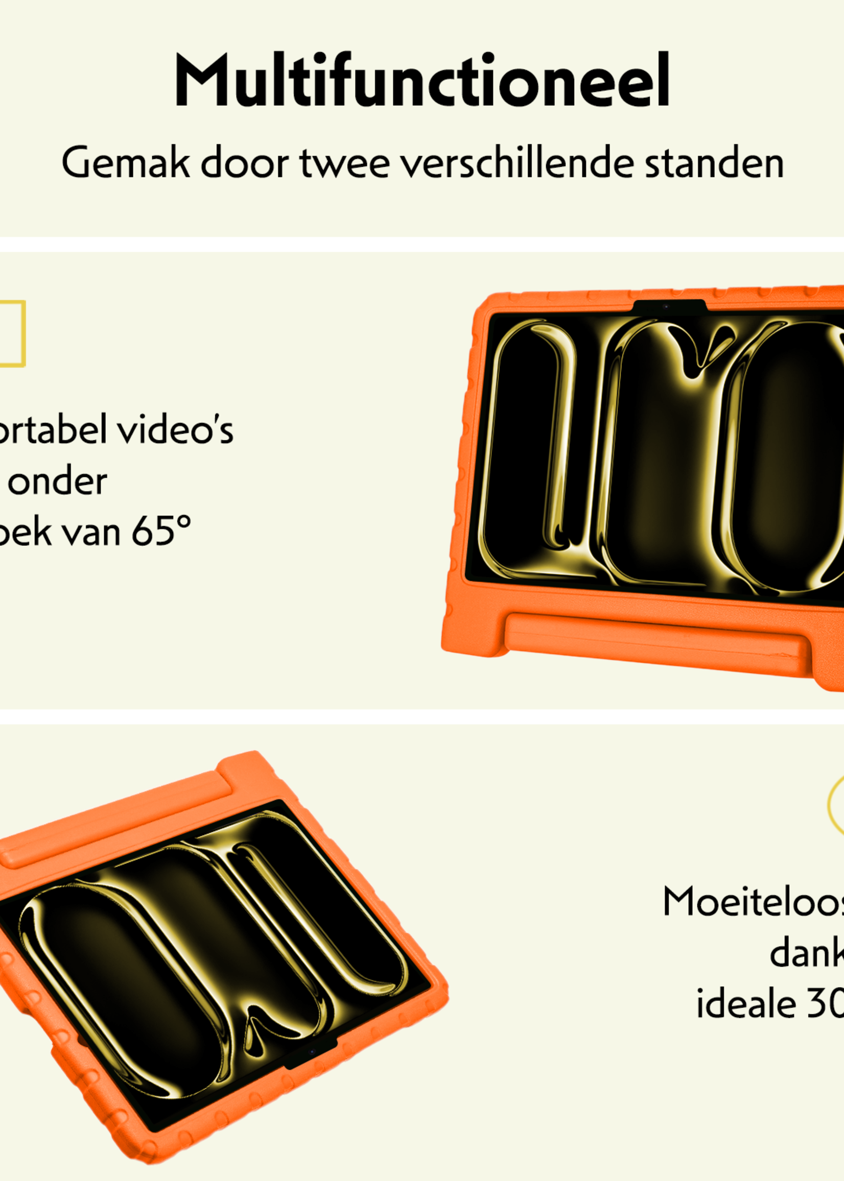 LUQ iPad Pro 11 inch 2024 Hoes Kinder Hoesje Kids Case Cover Kids Proof Met Screenprotector - iPad Pro 11 inch 2024 Kinder Hoes - Oranje