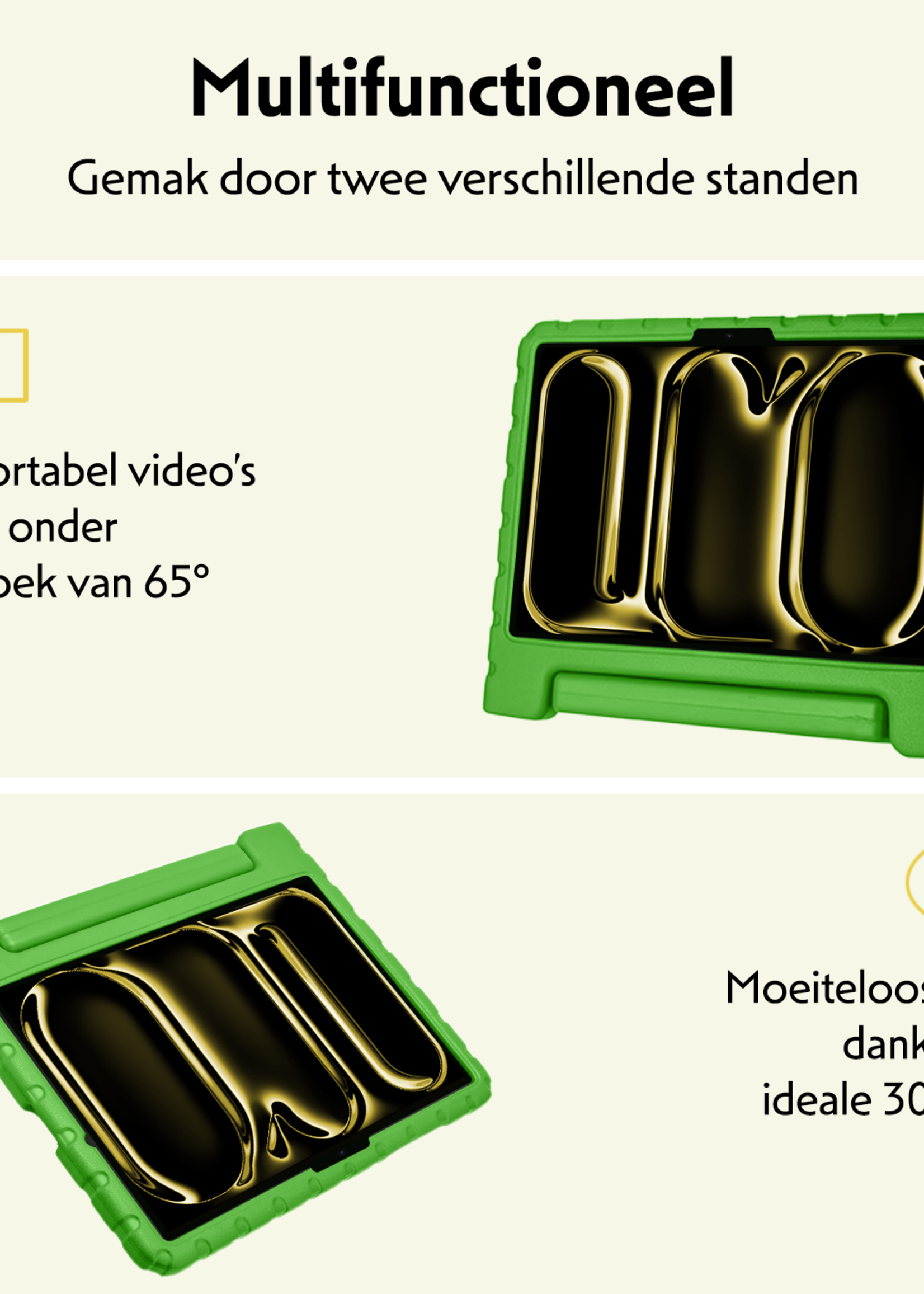 LUQ iPad Pro 11 inch 2024 Hoes Kinder Hoesje Kids Case Cover Kids Proof Met Screenprotector - iPad Pro 11 inch 2024 Kinder Hoes - Groen