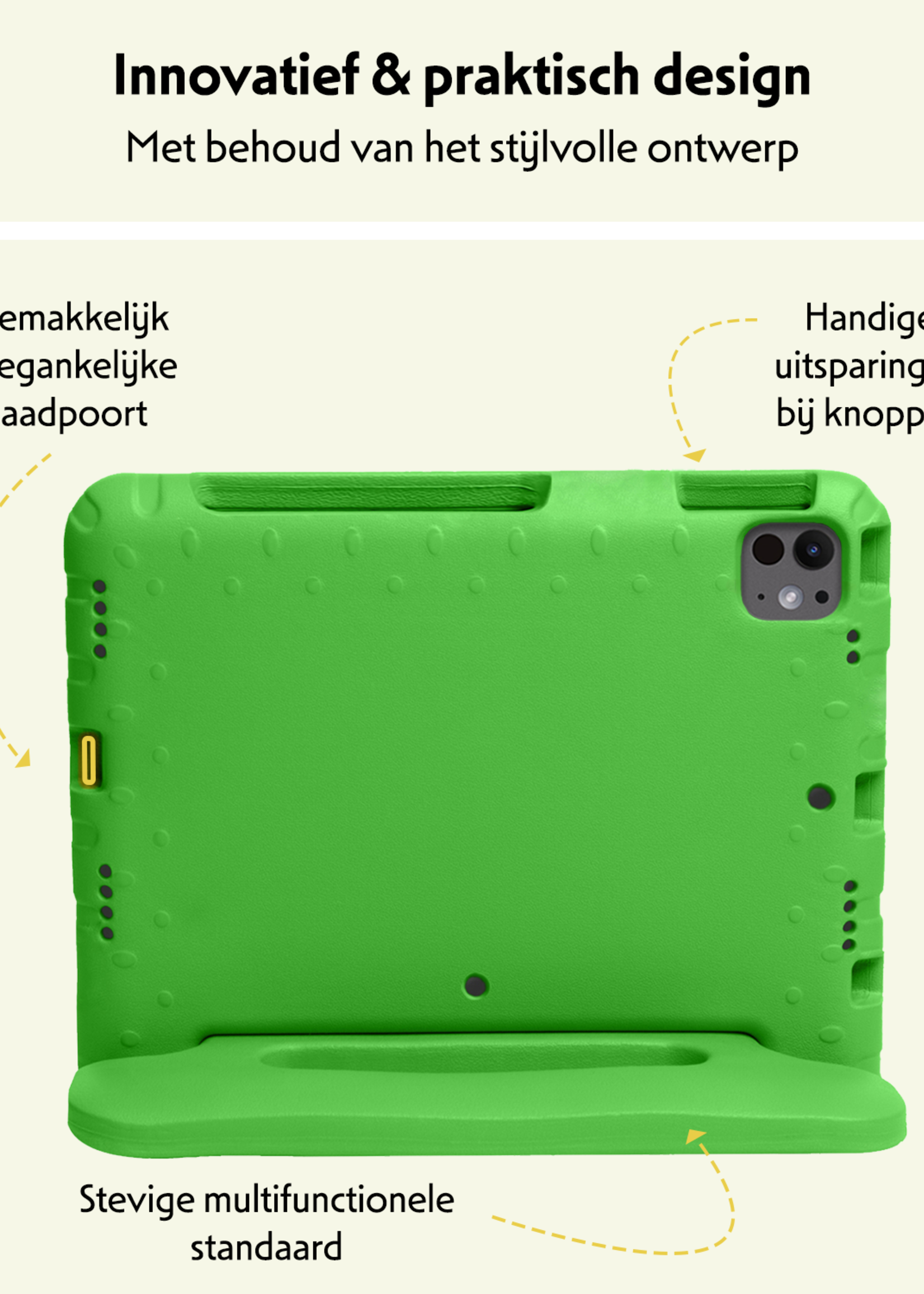 LUQ iPad Pro 11 inch 2024 Hoes Kinder Hoesje Kids Case Cover Kids Proof Met Screenprotector - iPad Pro 11 inch 2024 Kinder Hoes - Groen