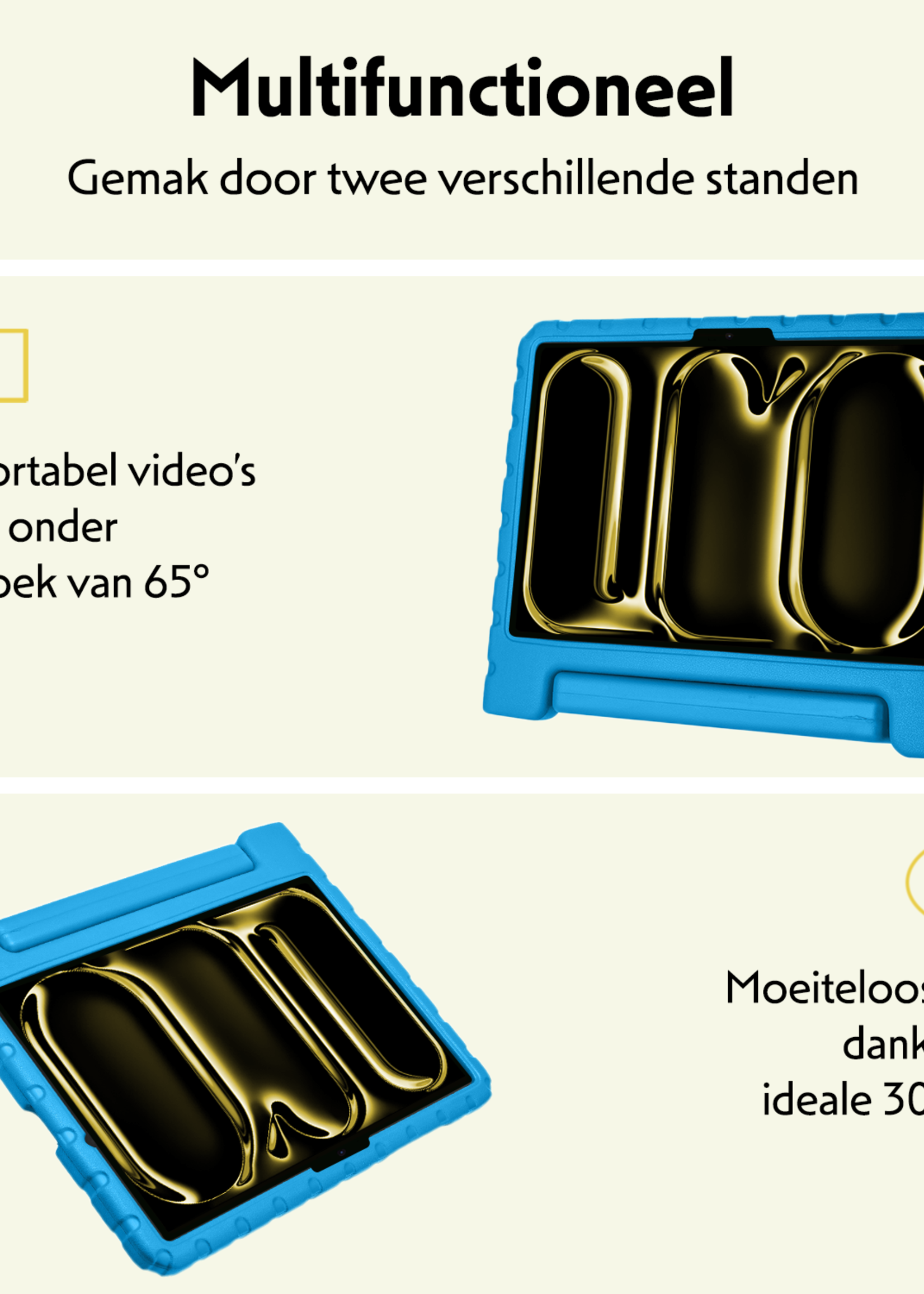 LUQ iPad Pro 11 inch 2024 Hoes Kinder Hoesje Kids Case Cover Kids Proof - iPad Pro 11 inch 2024 Kinder Hoes - Licht Blauw