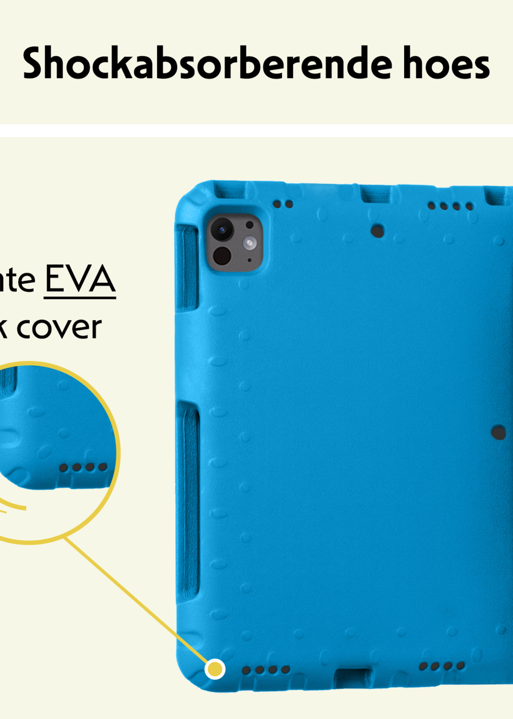 LUQ iPad Pro 11 inch 2024 Hoes Kinder Hoesje Kids Case Cover Kids Proof - iPad Pro 11 inch 2024 Kinder Hoes - Licht Blauw