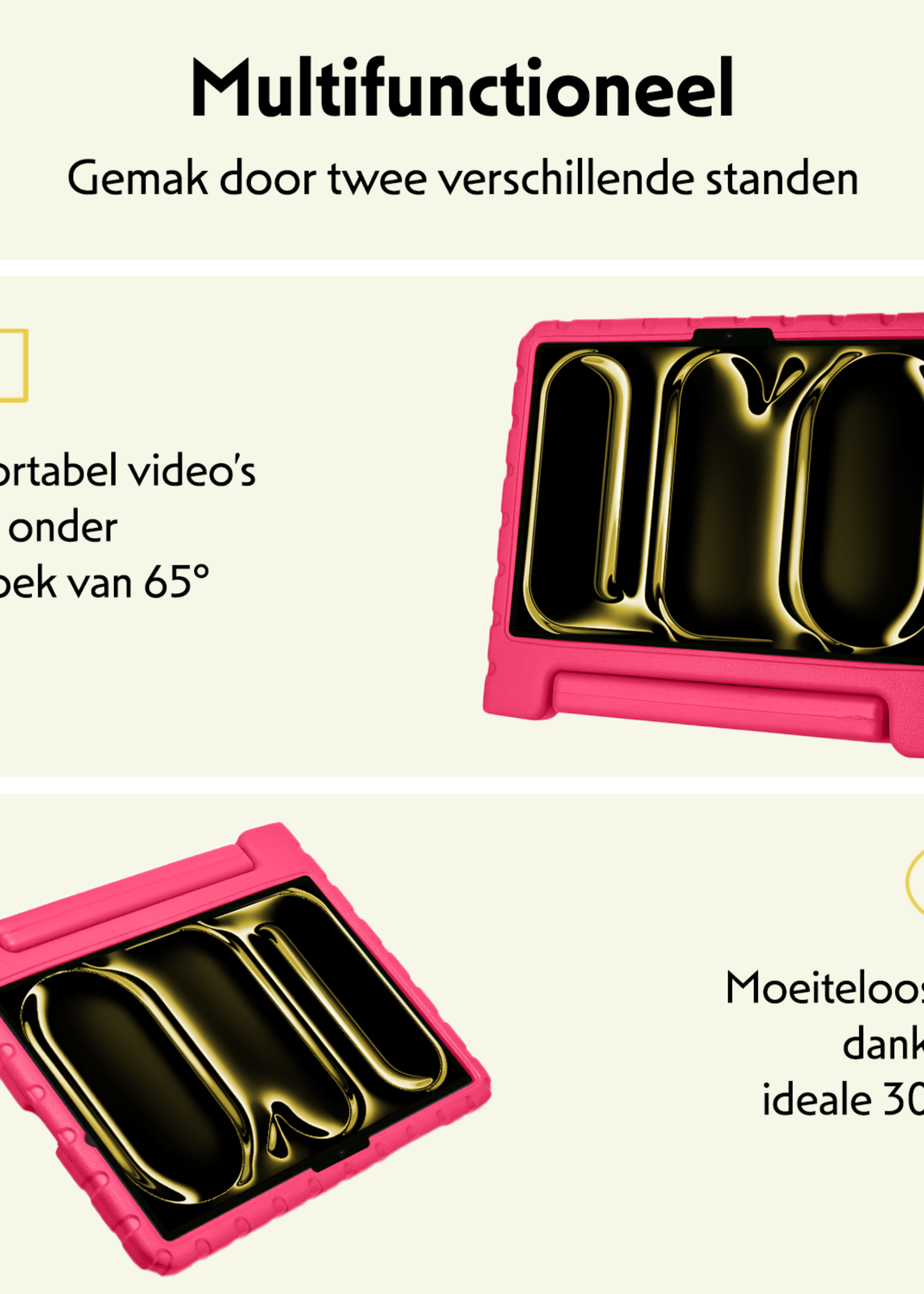 LUQ iPad Pro 11 inch 2024 Hoes Kinder Hoesje Kids Case Cover Kids Proof - iPad Pro 11 inch 2024 Kinder Hoes - Roze