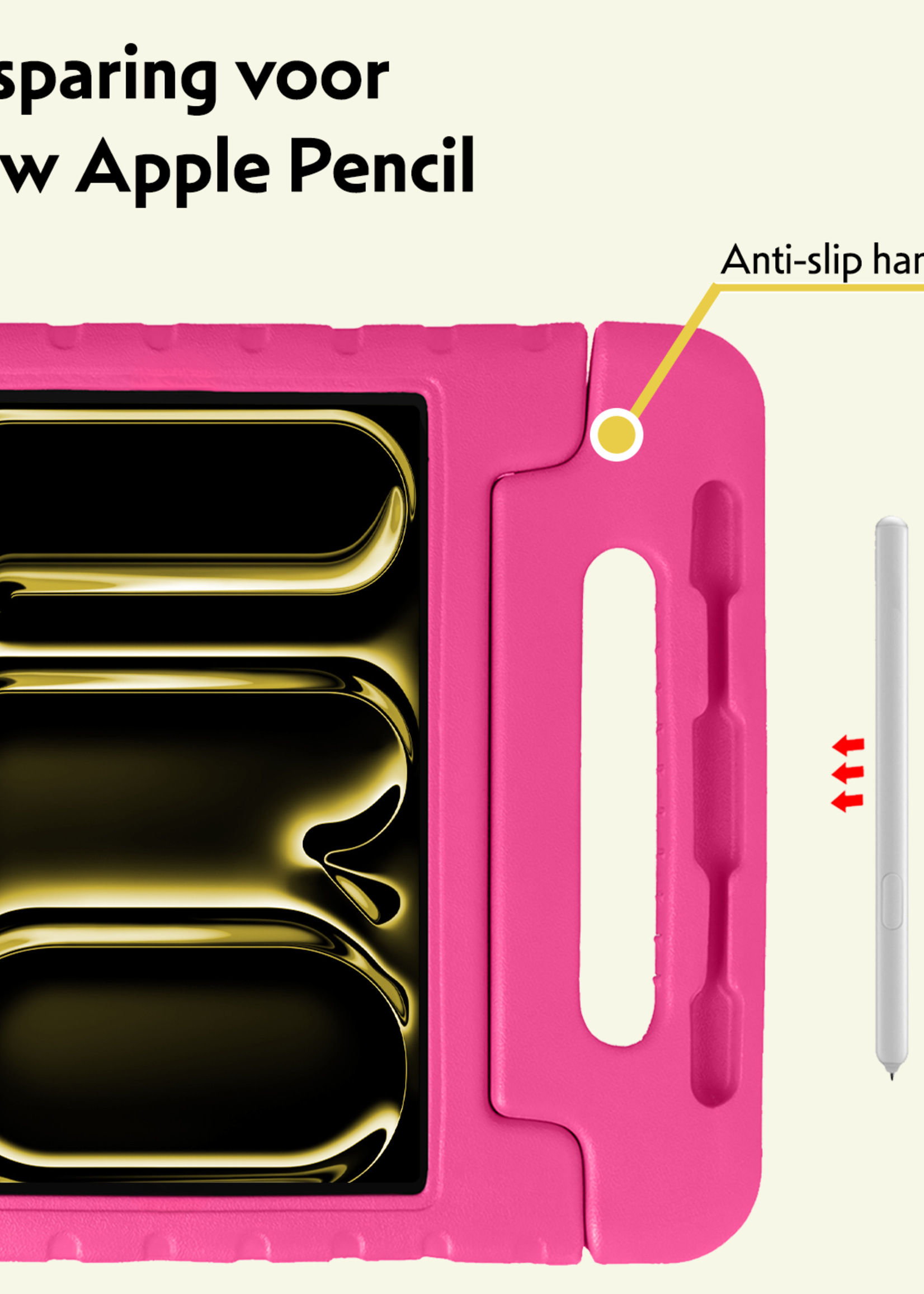 LUQ iPad Pro 11 inch 2024 Hoes Kinder Hoesje Kids Case Cover Kids Proof - iPad Pro 11 inch 2024 Kinder Hoes - Roze