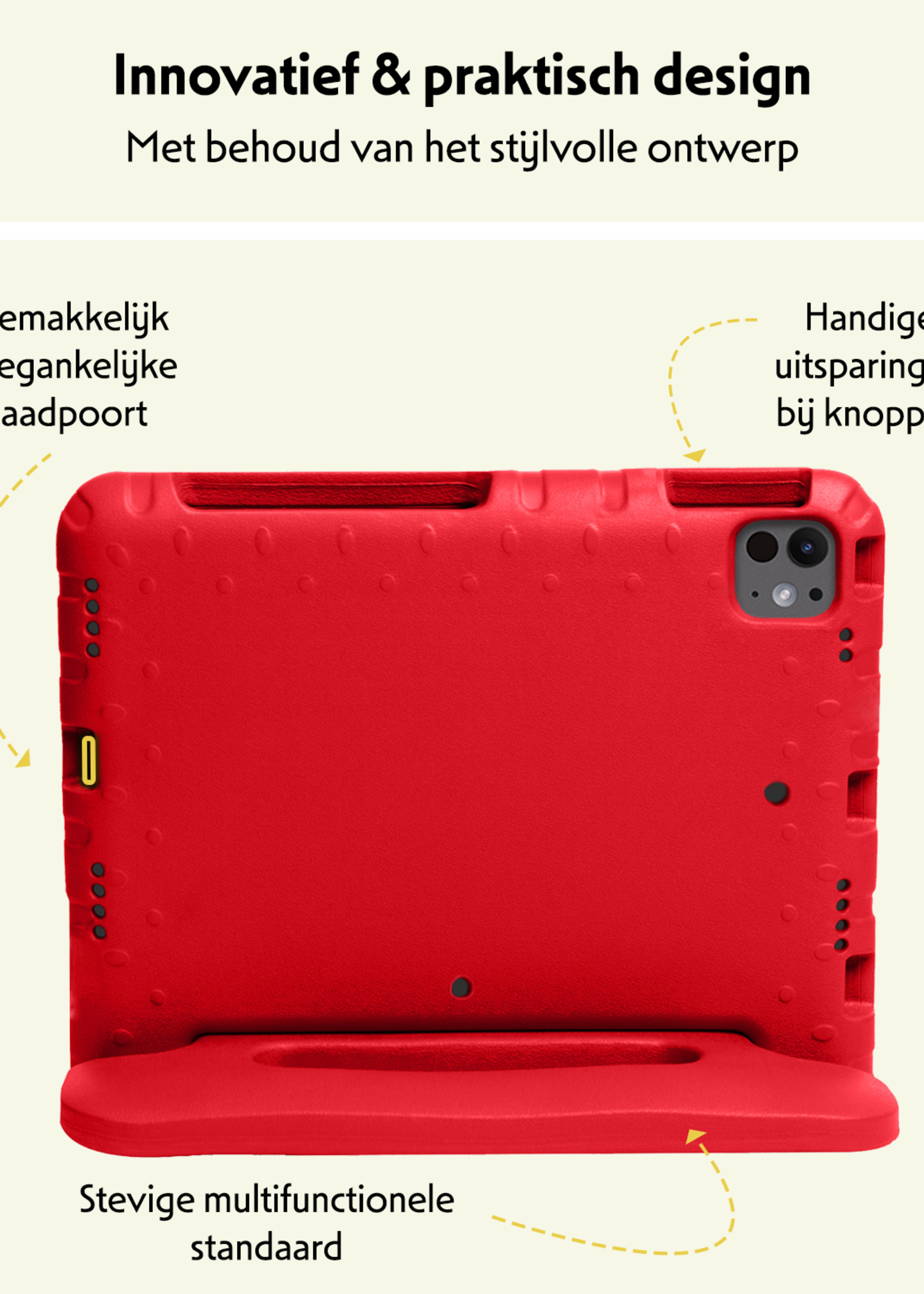 LUQ iPad Pro 11 inch 2024 Hoes Kinder Hoesje Kids Case Cover Kids Proof - iPad Pro 11 inch 2024 Kinder Hoes - Rood