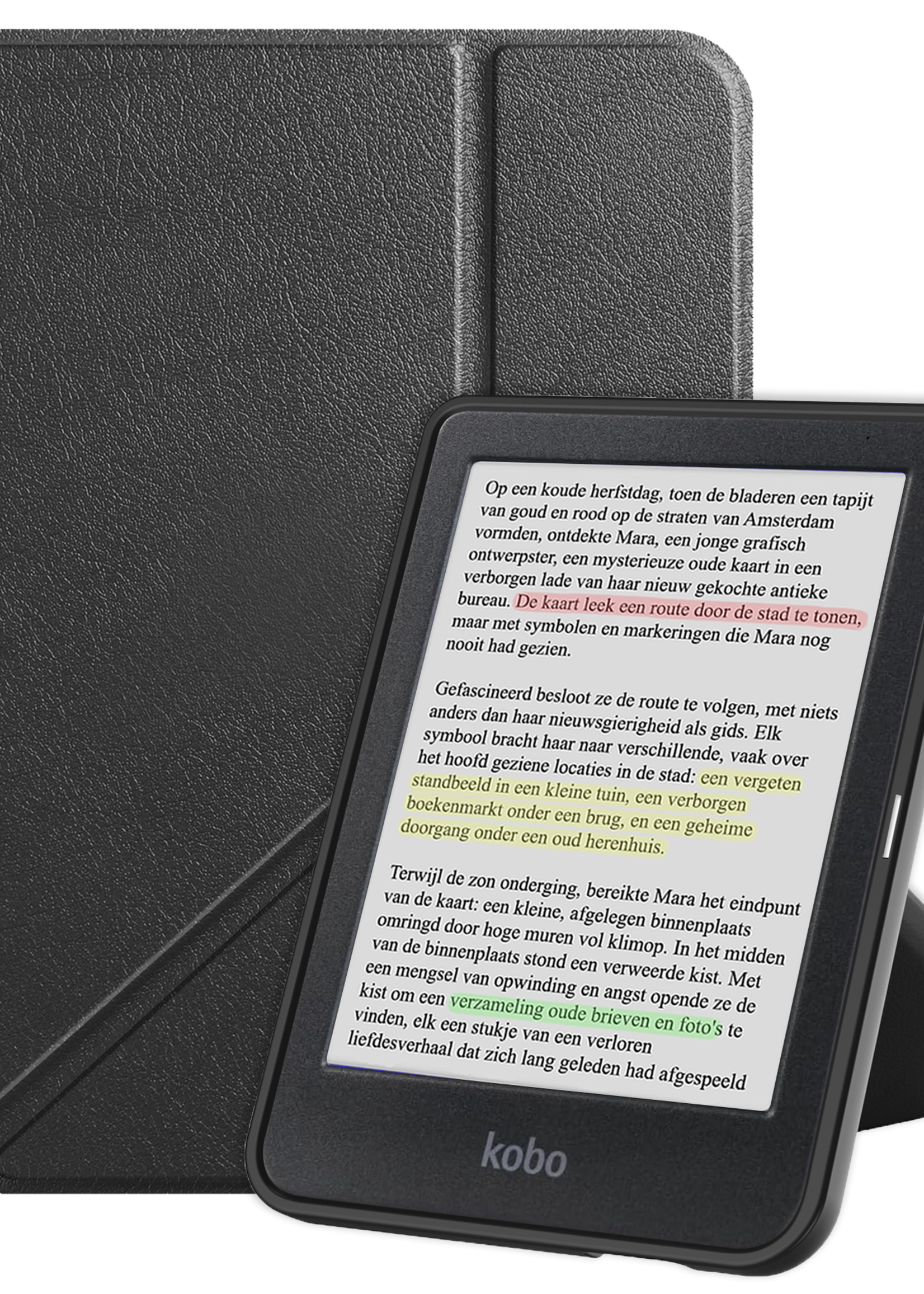 LUQ Hoesje Geschikt voor Kobo Clara Colour Hoes Bescherm Hoesje Case Trifold - Zwart