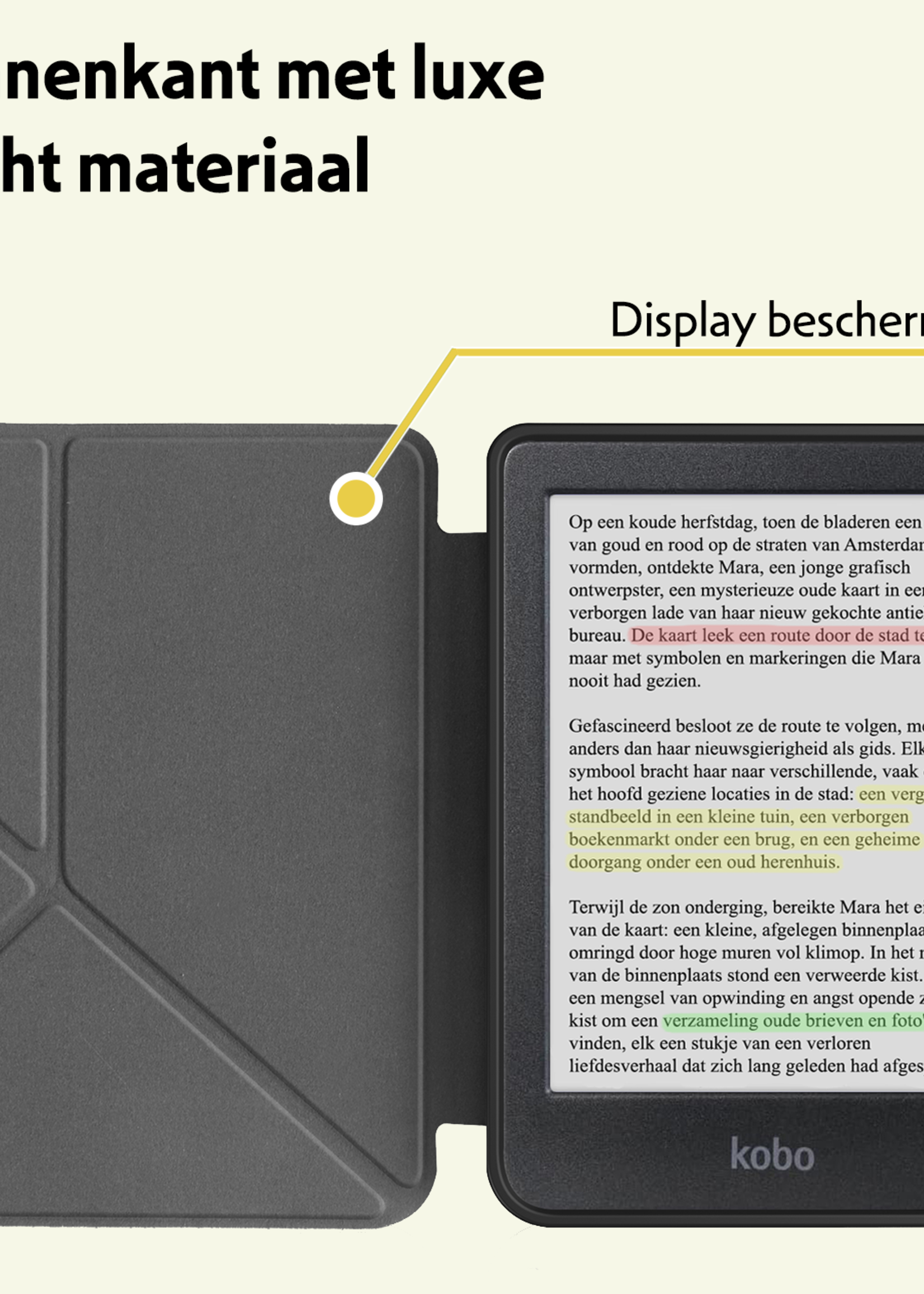 LUQ Hoesje Geschikt voor Kobo Clara Colour Hoes Bescherm Hoesje Case Trifold - Donkergroen