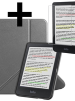 LUQ LUQ Kobo Clara Colour Hoesje Trifold Met Screenprotector - Grijs