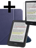 LUQ LUQ Kobo Clara Colour Hoesje Trifold Met Screenprotector - Donkerblauw