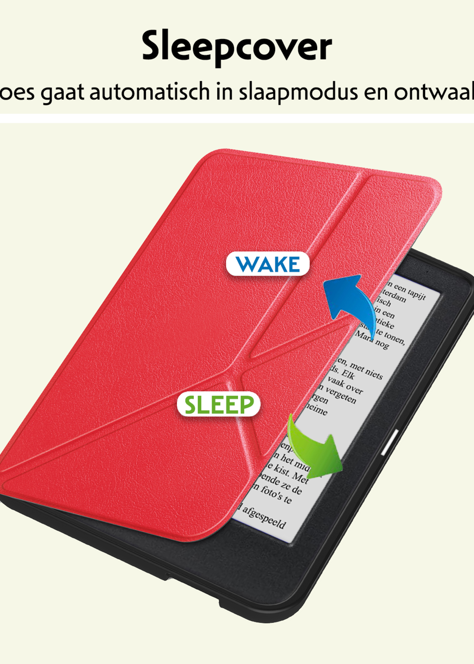 LUQ Hoesje Geschikt voor Kobo Clara BW Hoes Bescherm Hoesje Case Trifold - Rood