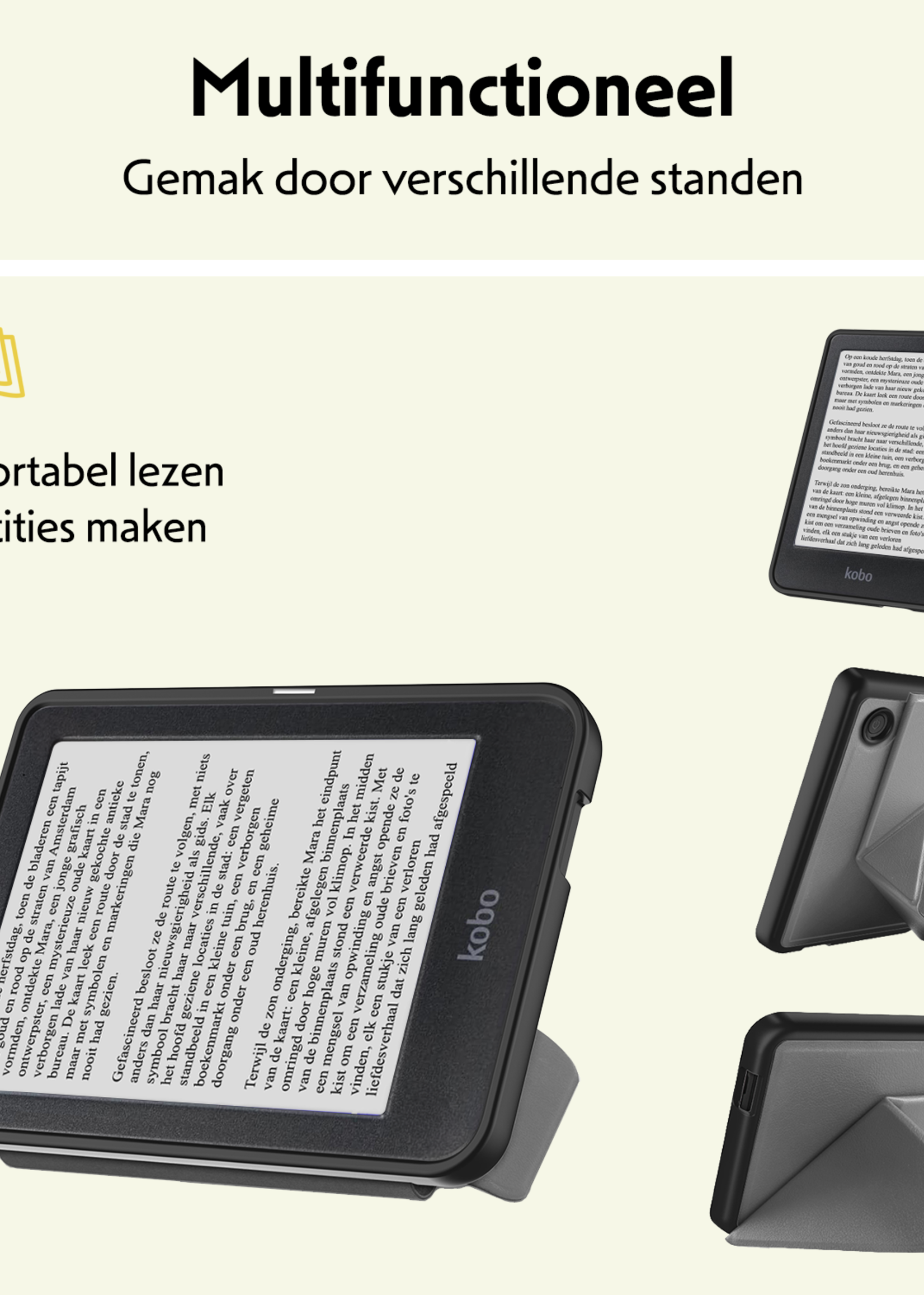 LUQ Hoesje Geschikt voor Kobo Clara BW Hoes Bescherm Hoesje Case Trifold - Grijs