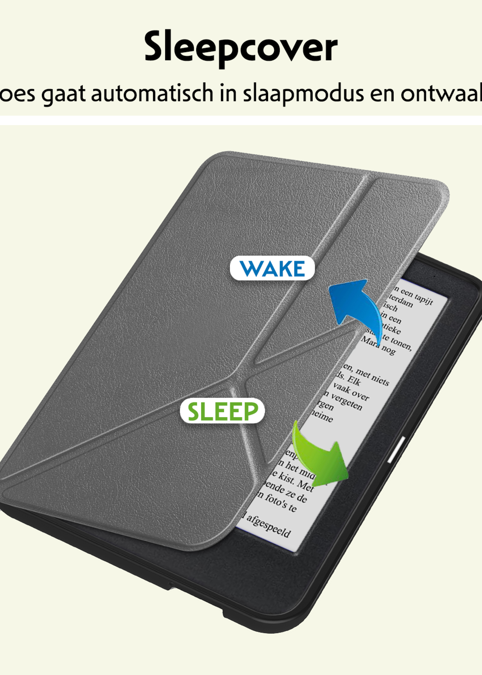 LUQ Hoesje Geschikt voor Kobo Clara BW Hoes Bescherm Hoesje Case Trifold - Grijs