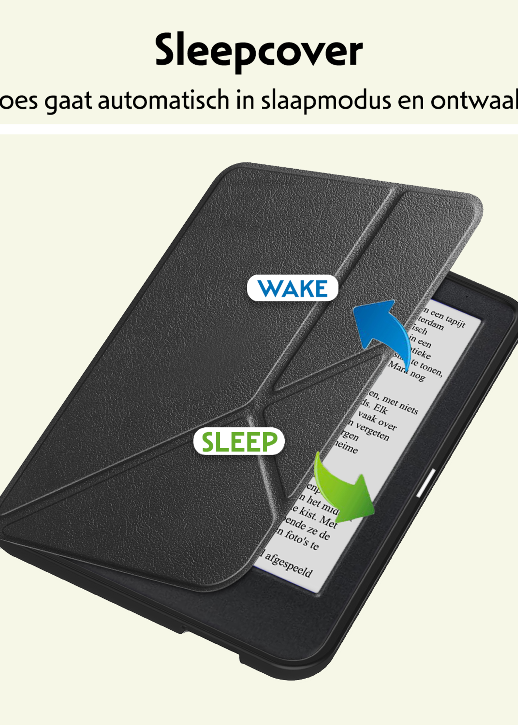 LUQ Hoesje Geschikt voor Kobo Clara BW Hoes Bescherm Hoesje Case Trifold Met Screenprotector - Zwart