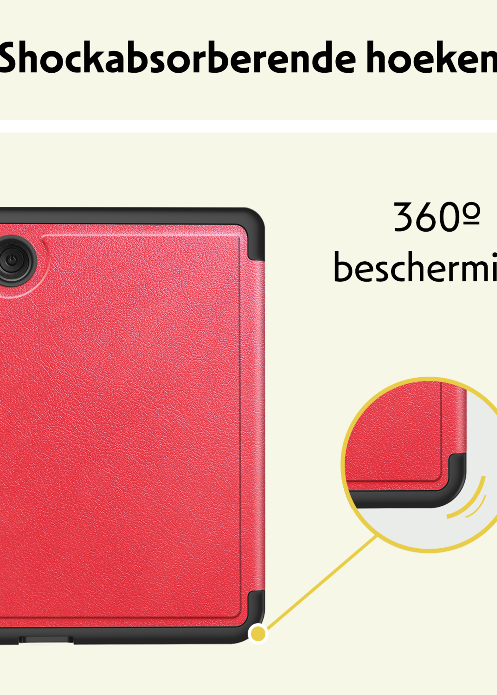 LUQ Hoesje Geschikt voor Kobo Clara BW Hoes Bescherm Hoesje Case Trifold Met Screenprotector - Rood