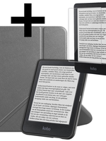 LUQ LUQ Kobo Clara BW Hoesje Trifold Met Screenprotector - Grijs