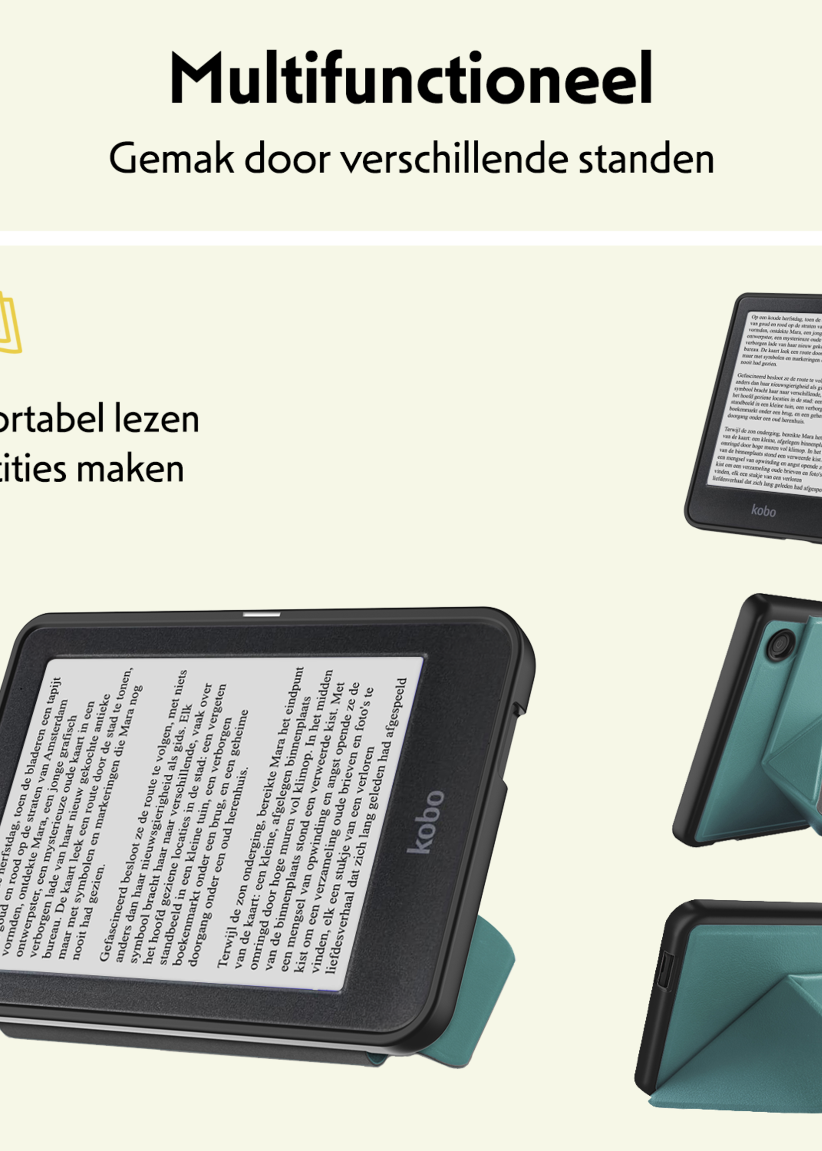 LUQ Hoesje Geschikt voor Kobo Clara BW Hoes Bescherm Hoesje Case Trifold Met Screenprotector - Donkergroen