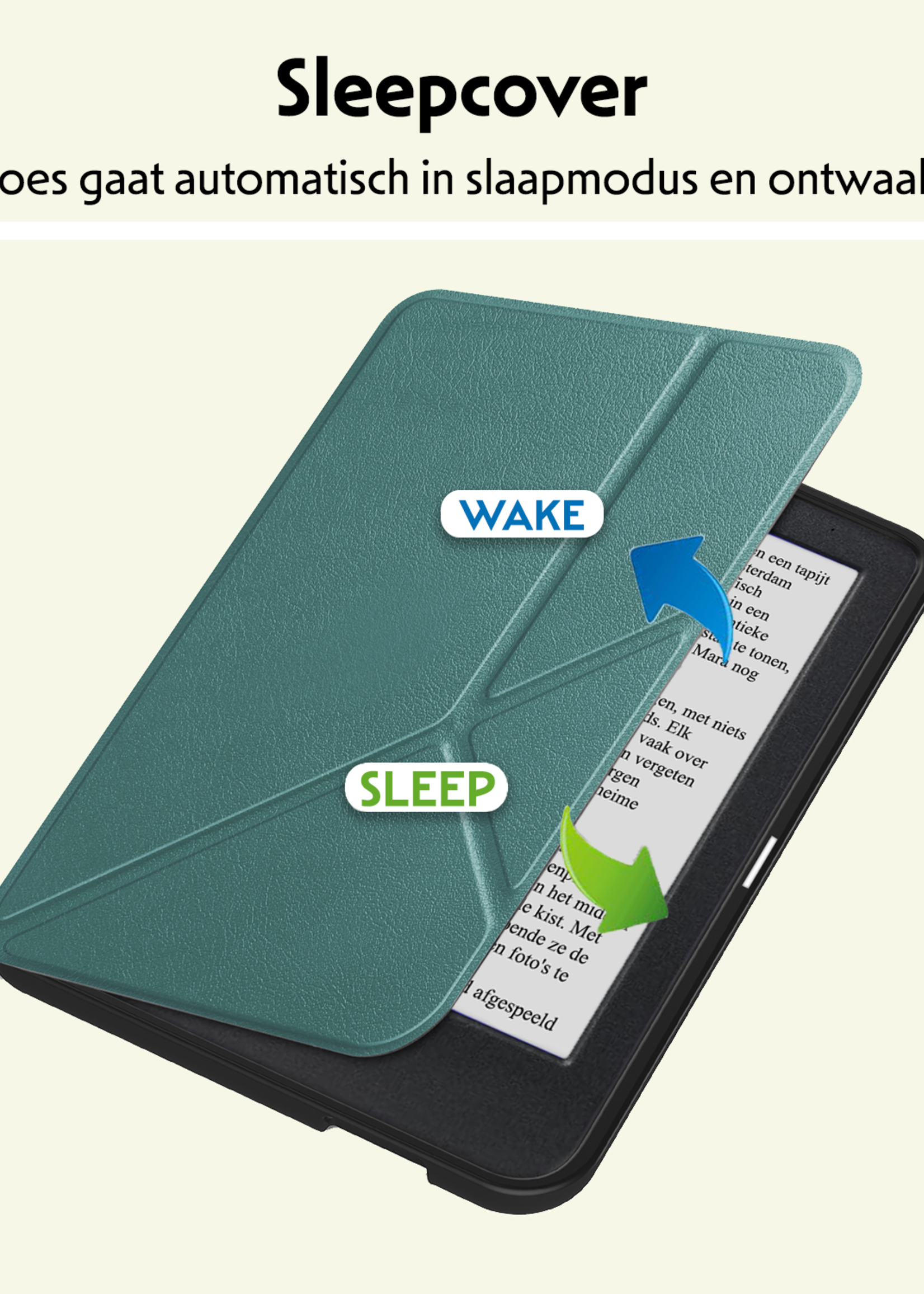 LUQ Hoesje Geschikt voor Kobo Clara BW Hoes Bescherm Hoesje Case Trifold Met Screenprotector - Donkergroen